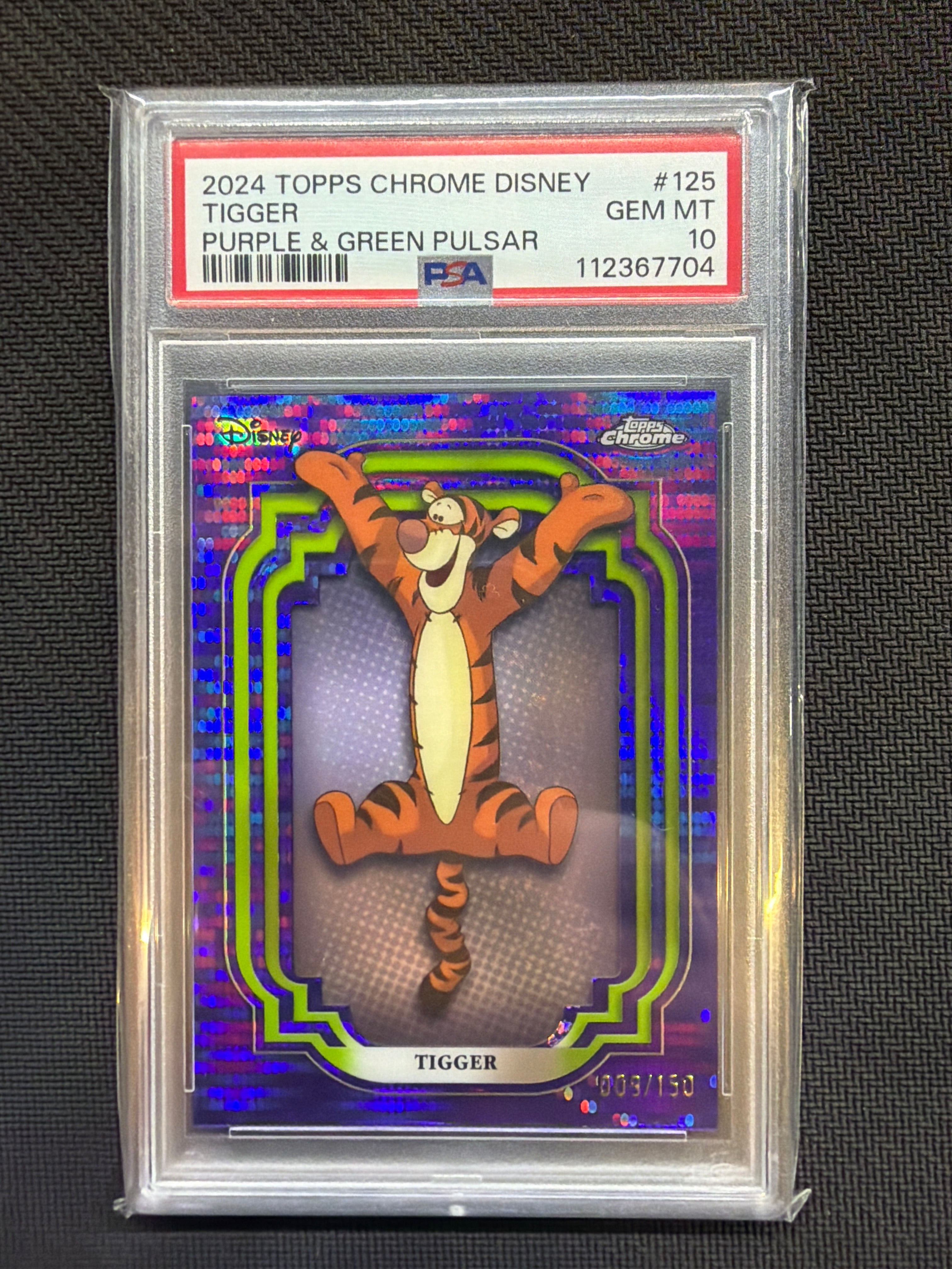 2024 Topps Chrome Disney Tigger /150 Purple & Green PSA 10