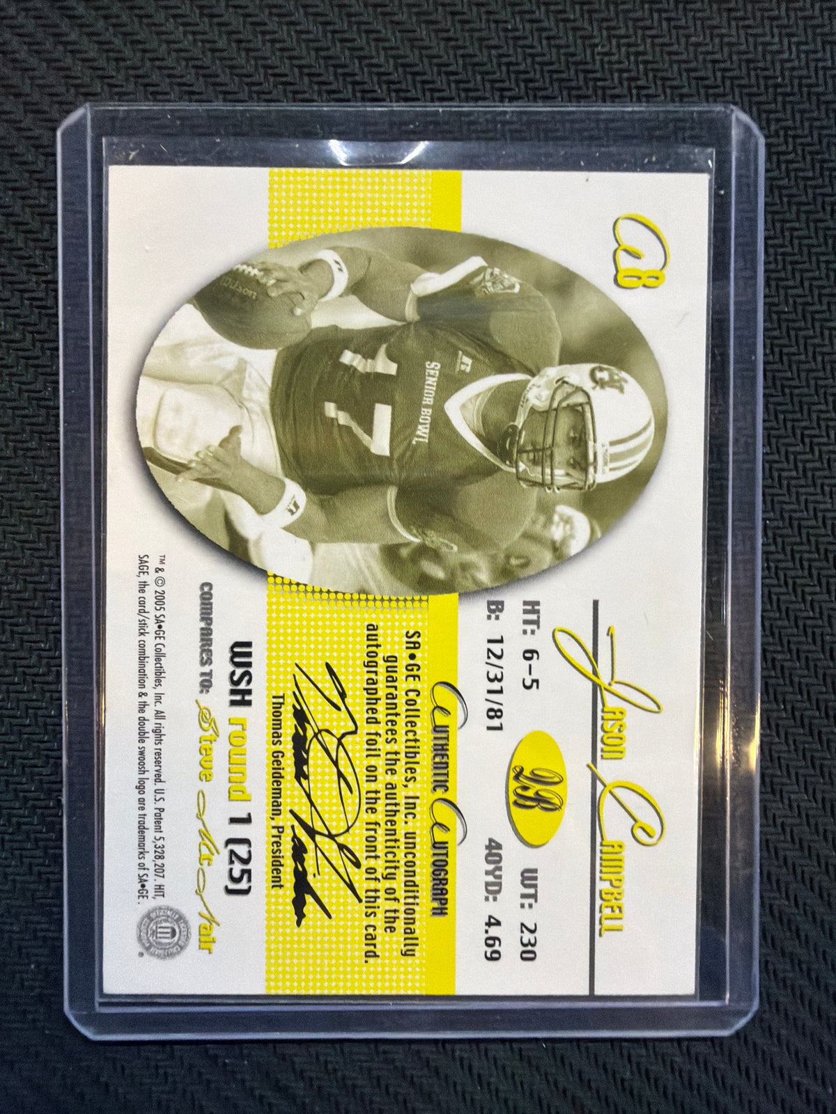 2005 Sage Jason Campbell Rookie Auto Auburn
