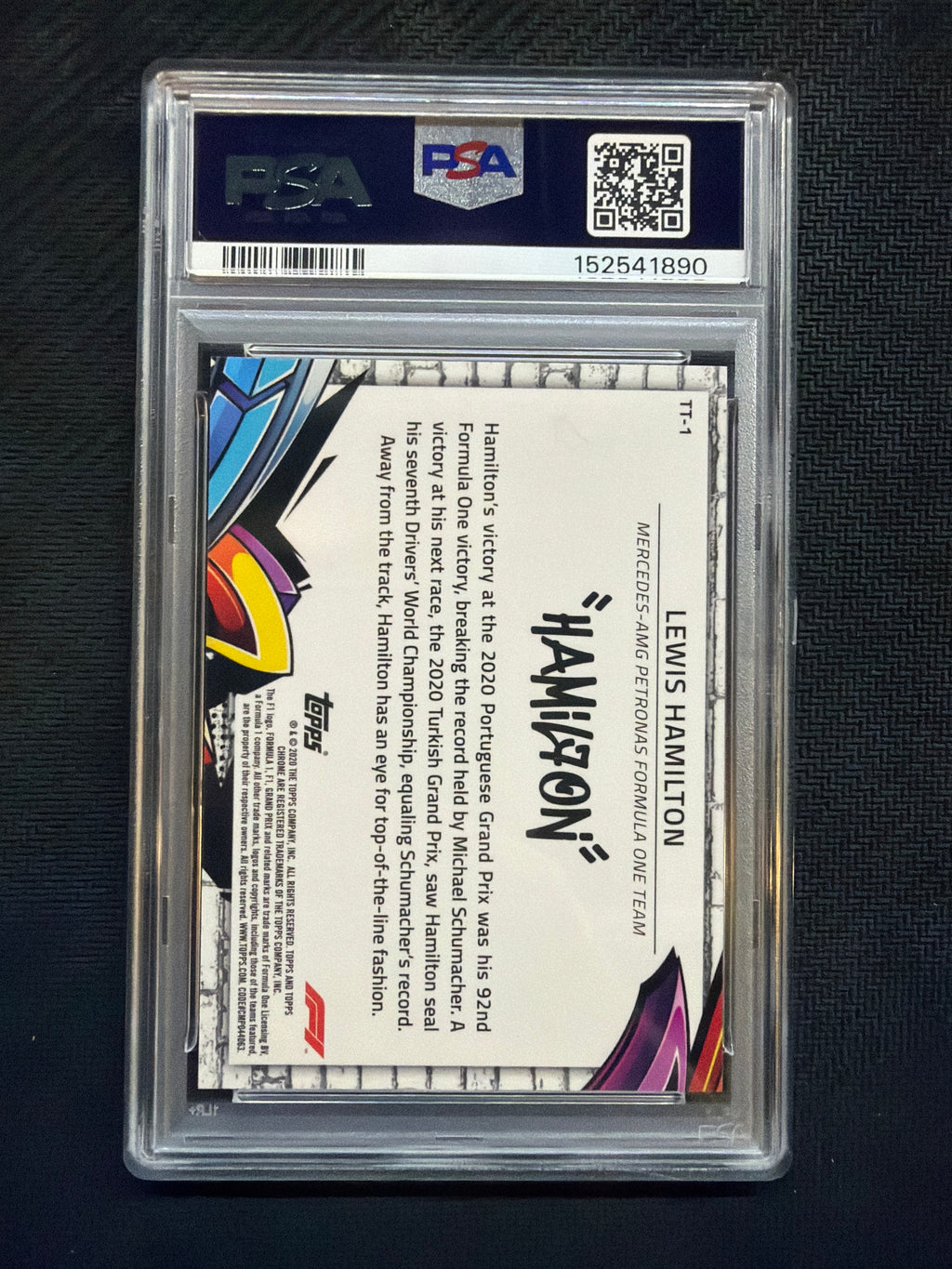 2020 Topps Chrome F1 Lewis Hamitlon Rookie Track Tags #1 PSA 8