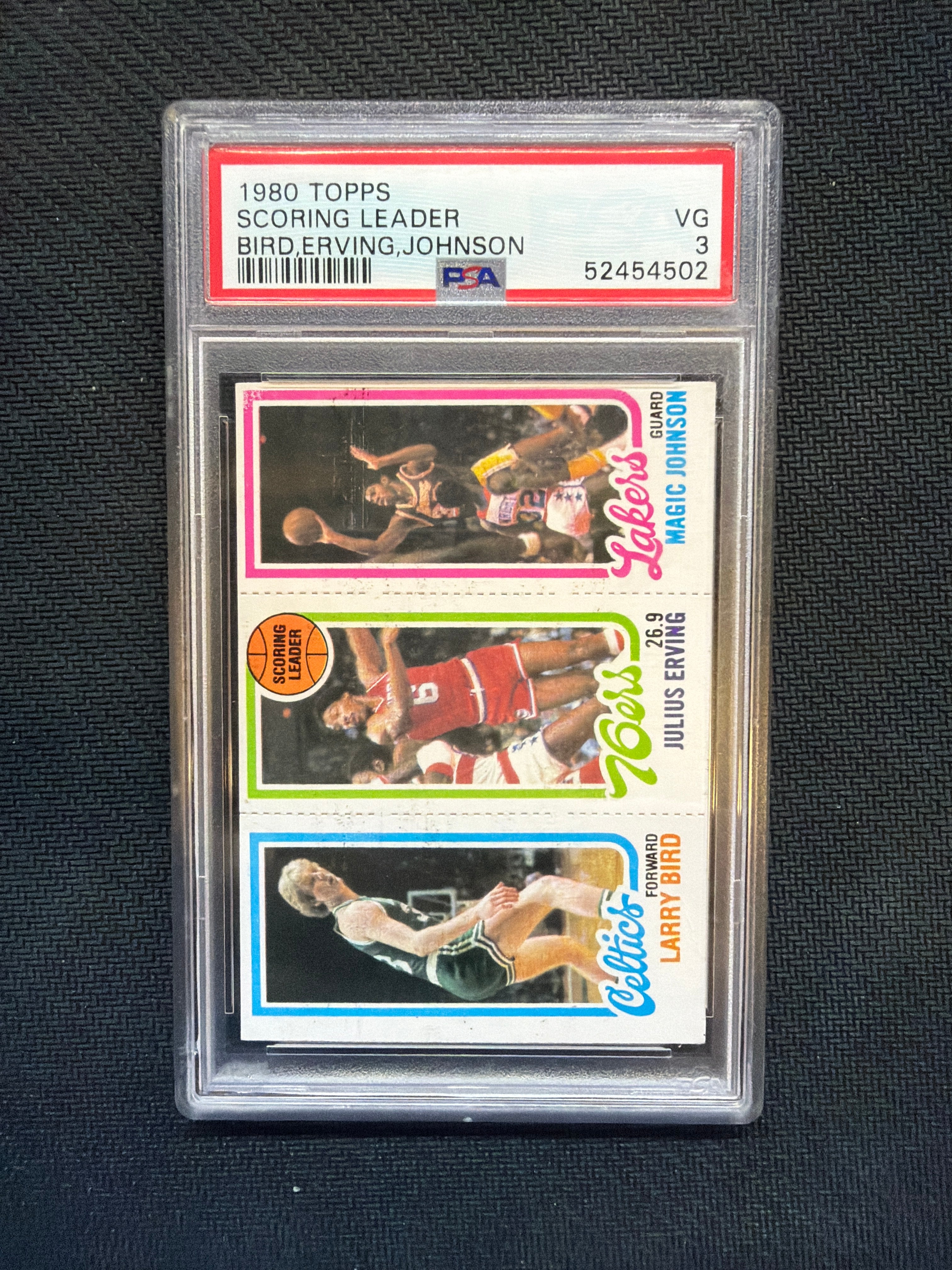 1980 Topps Scoring Leaders Larry Bird Julius Erving Magic Johnson Rookie PSA 3