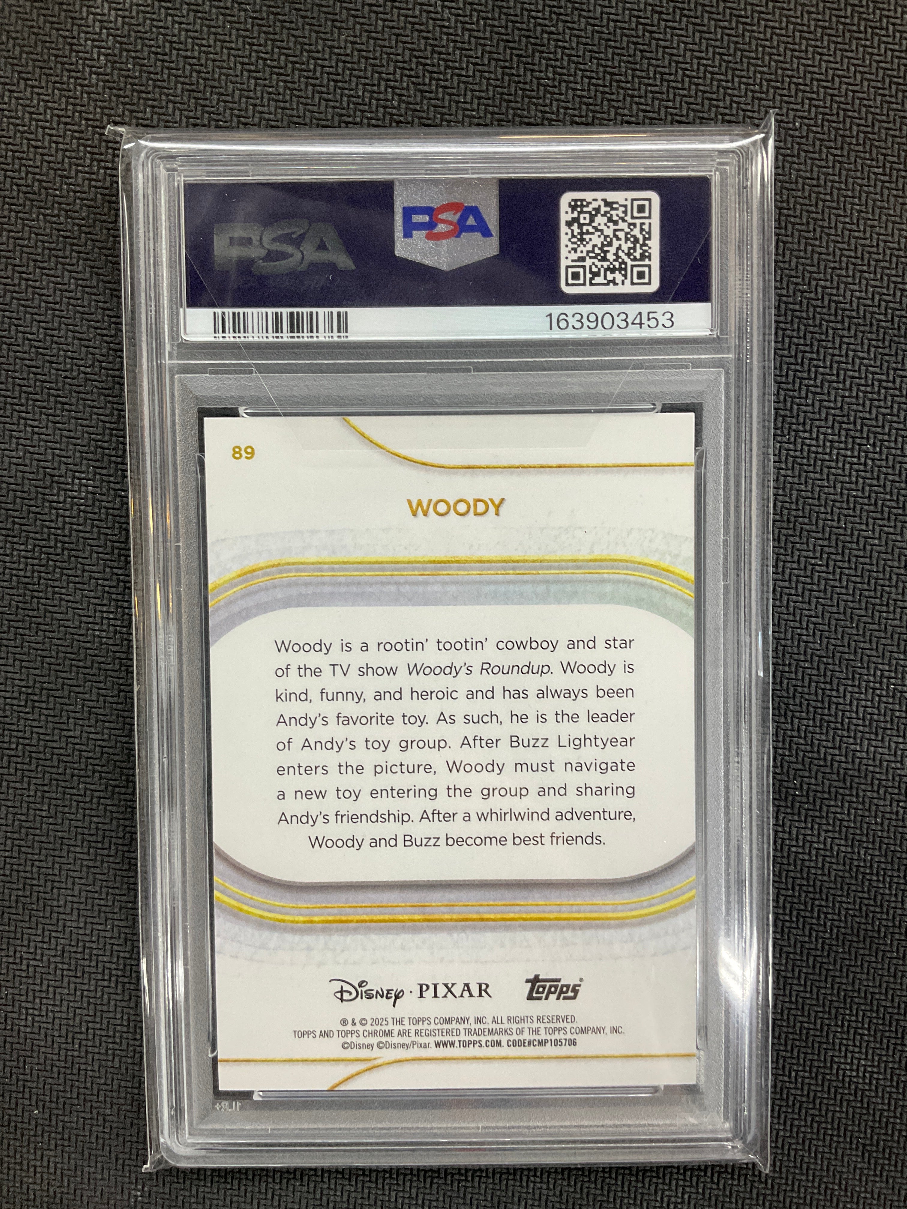 2025 Topps Chrome Disney Woody Gold Mini Diamonds /50 #89 PSA 9