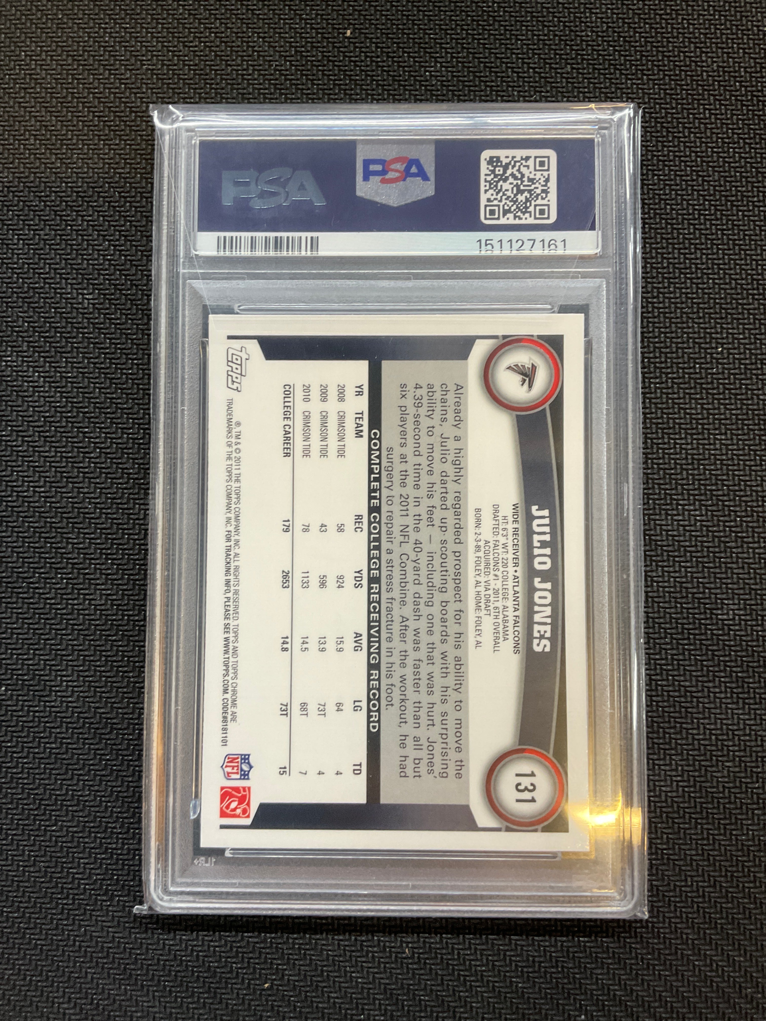 2011 Topps Chrome Julio Jones Ball Chest High Rookie PSA 9 Falcons
