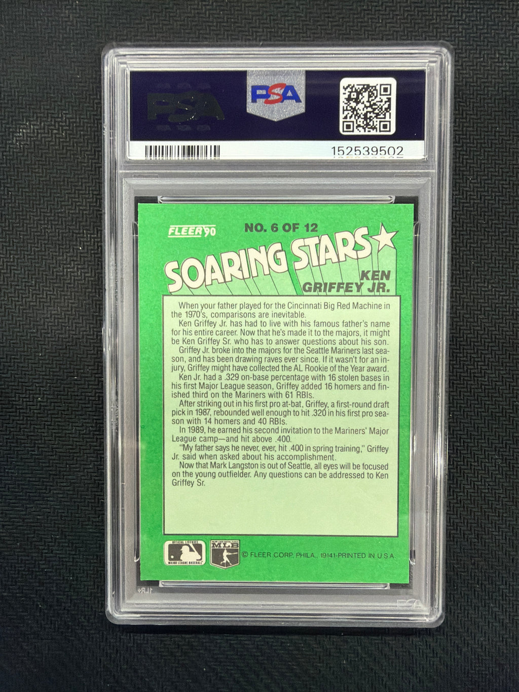 1990 Fleer Ken Griffey Jr Soaring Stars PSA 9 Mariners