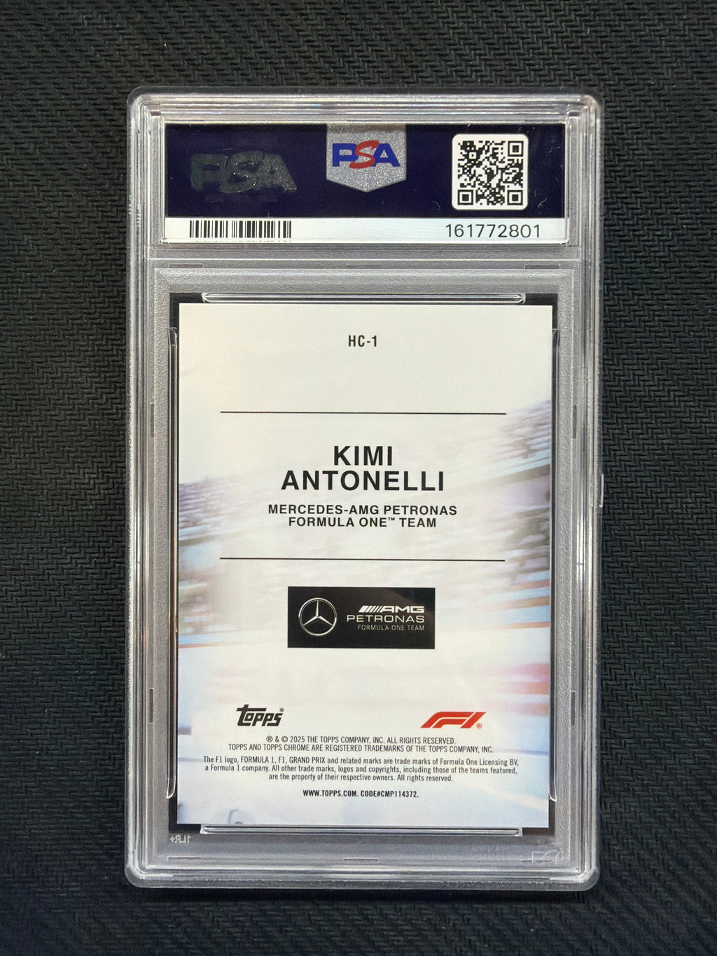 2025 Topps Chrome Kimi Antonelli Helmet Collection Orange Refractor /25 PSA 9