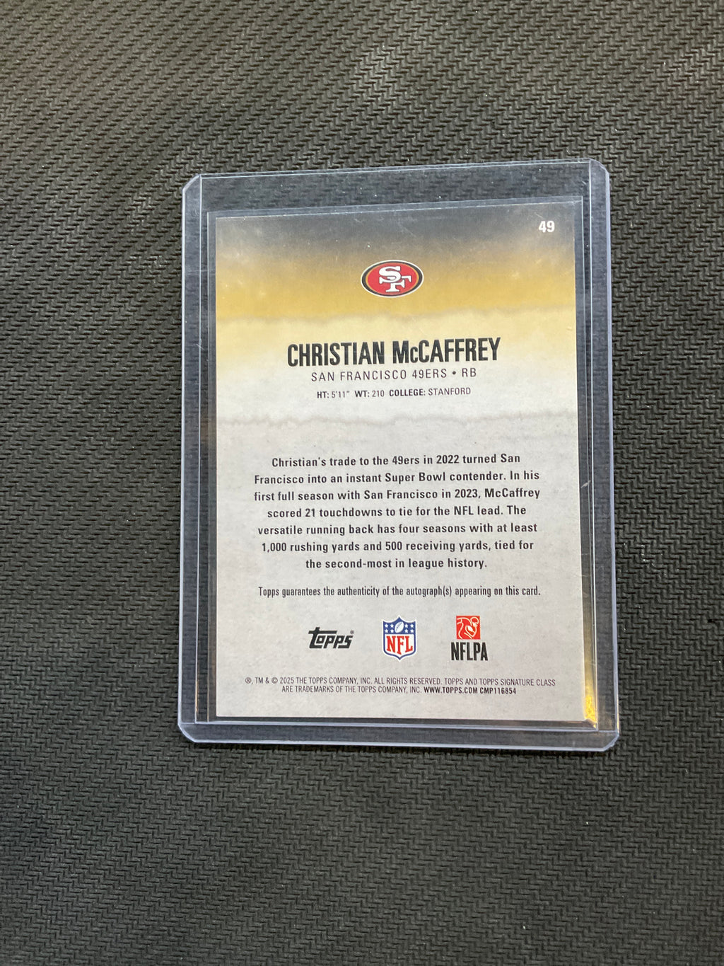 2025 Topps Signature Christian Mccaffrey Auto /50 49ers
