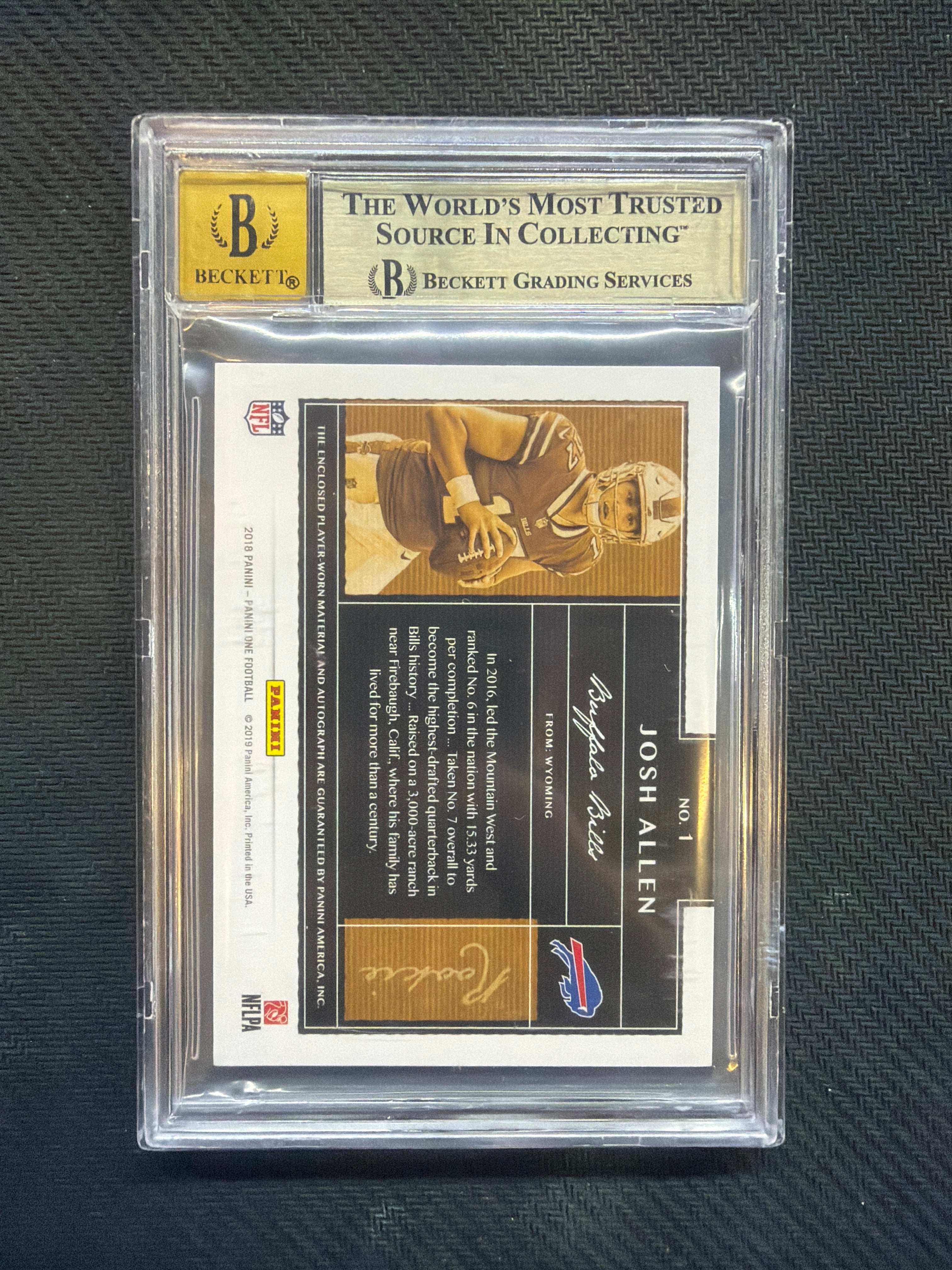 2018 Panini One #1 Josh Allen Patch Auto /199 BGS 9.5 10 Auto Rookie