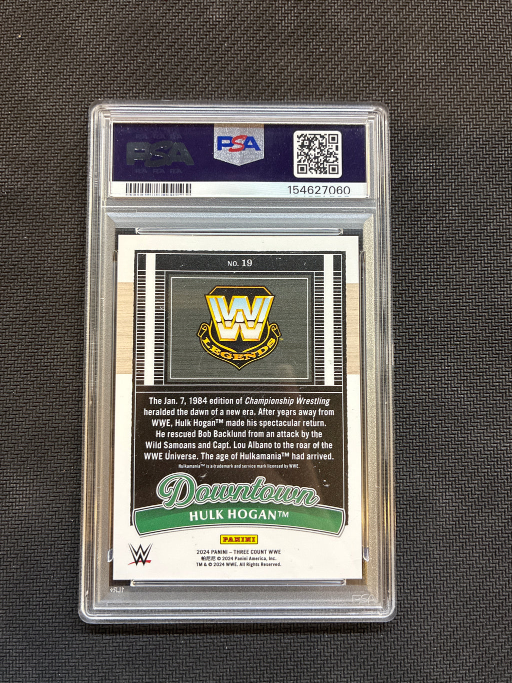 2024 Panini Three Count WWE Hulk Hogan Downtown PSA 9