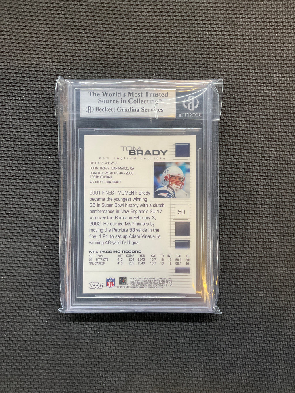 2002 Topps Finest Tom Brady BGS 9 Patriots