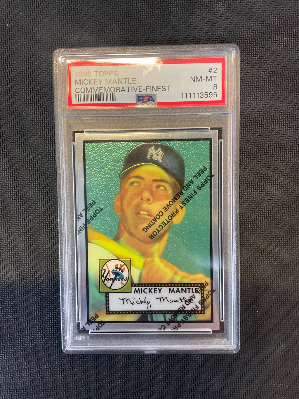 1996 Topps Mickey Mantle Reprint Commemorative #2 PSA 8 595