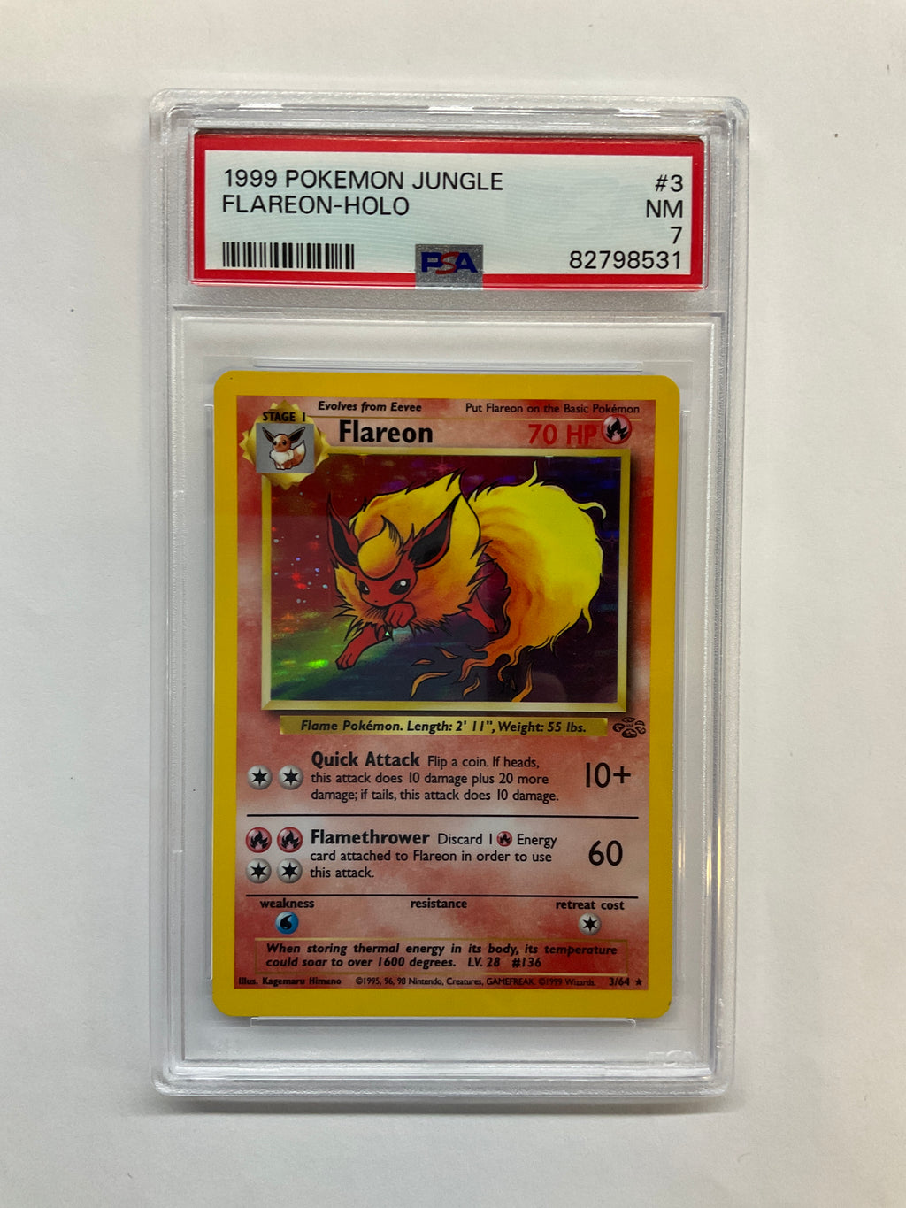 1999 Pokemon Jungle Flareon Holo 3 PSA 7