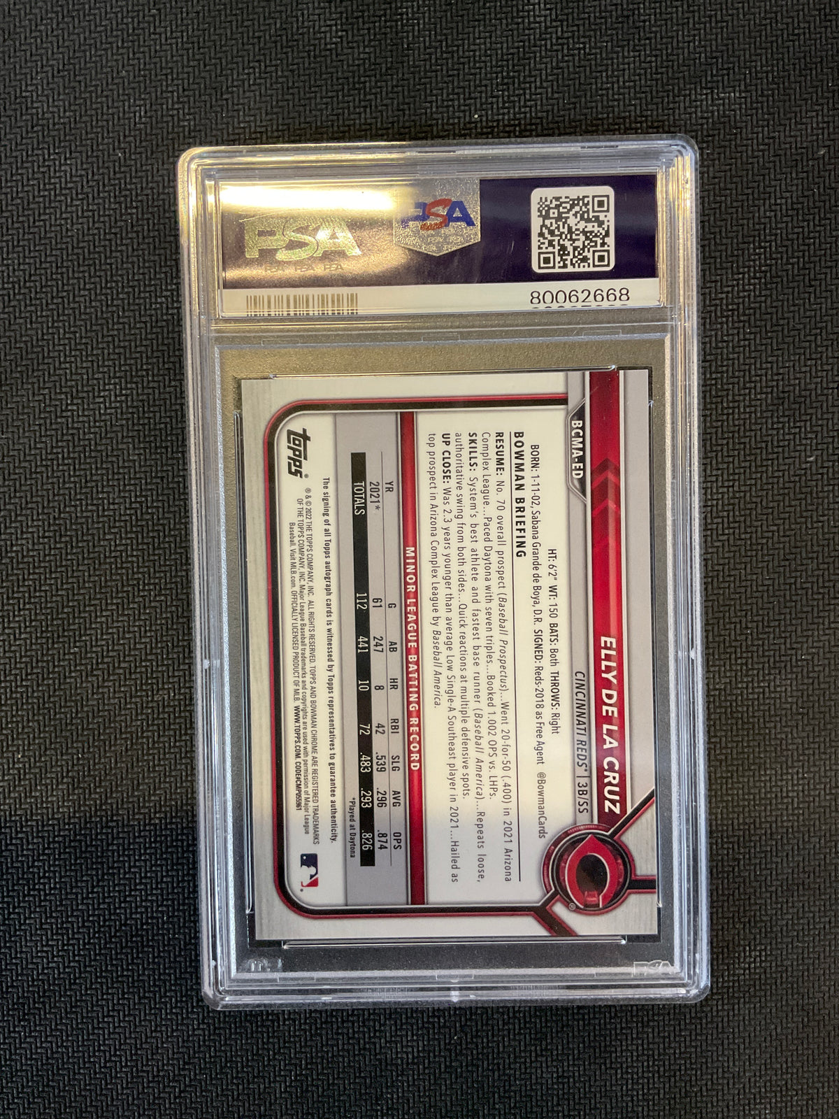 2022 Bowman Chrome Mega Elly De La Cruz Rookie Auto PSA 10 Auto 9 668