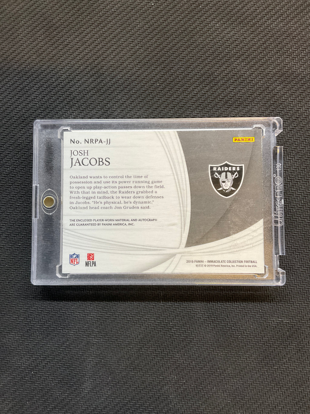2019 Panini Immacluate Josh Jacobs Patch Auto /29 Raidgers