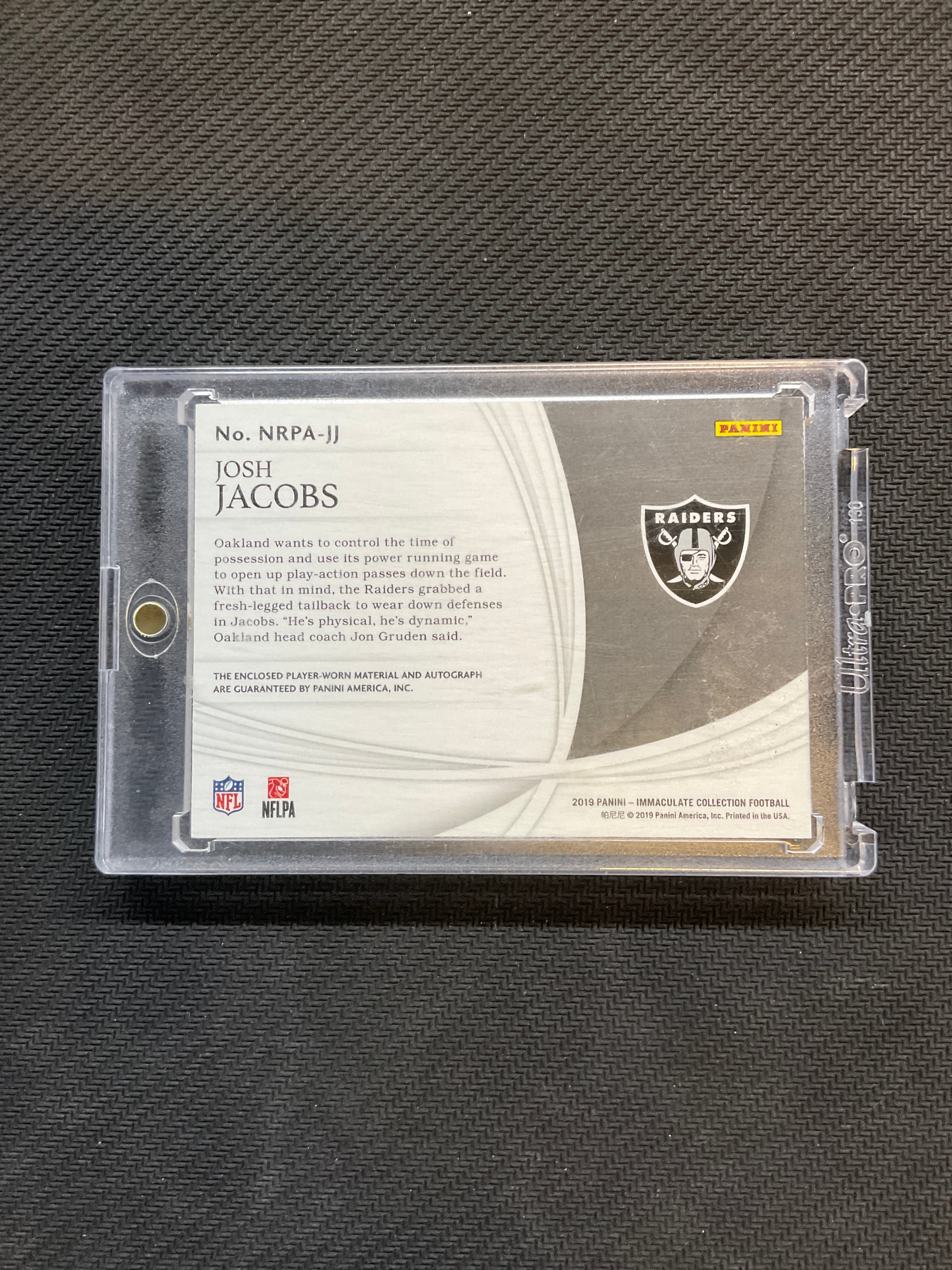 2019 Panini Immacluate Josh Jacobs Patch Auto /29 Raidgers