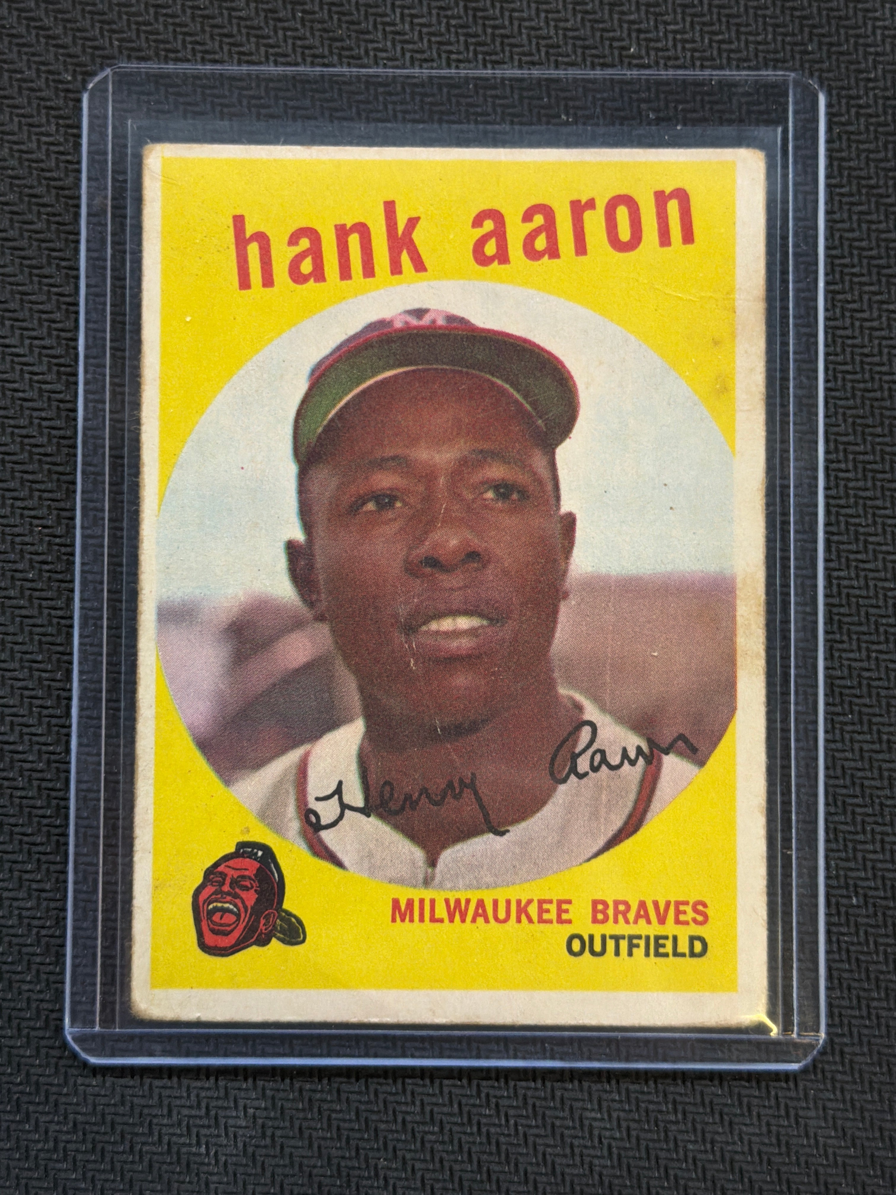 1959 Topps Hank Aaron #380 Braves Crease
