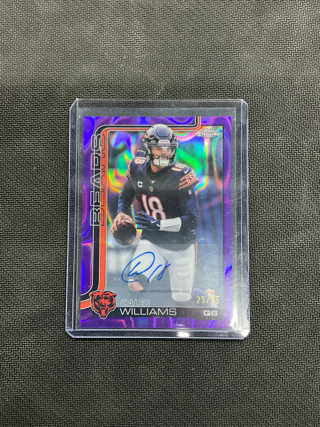 2025 Topps Chrome Caleb Williams Auto /75 Purple Lava