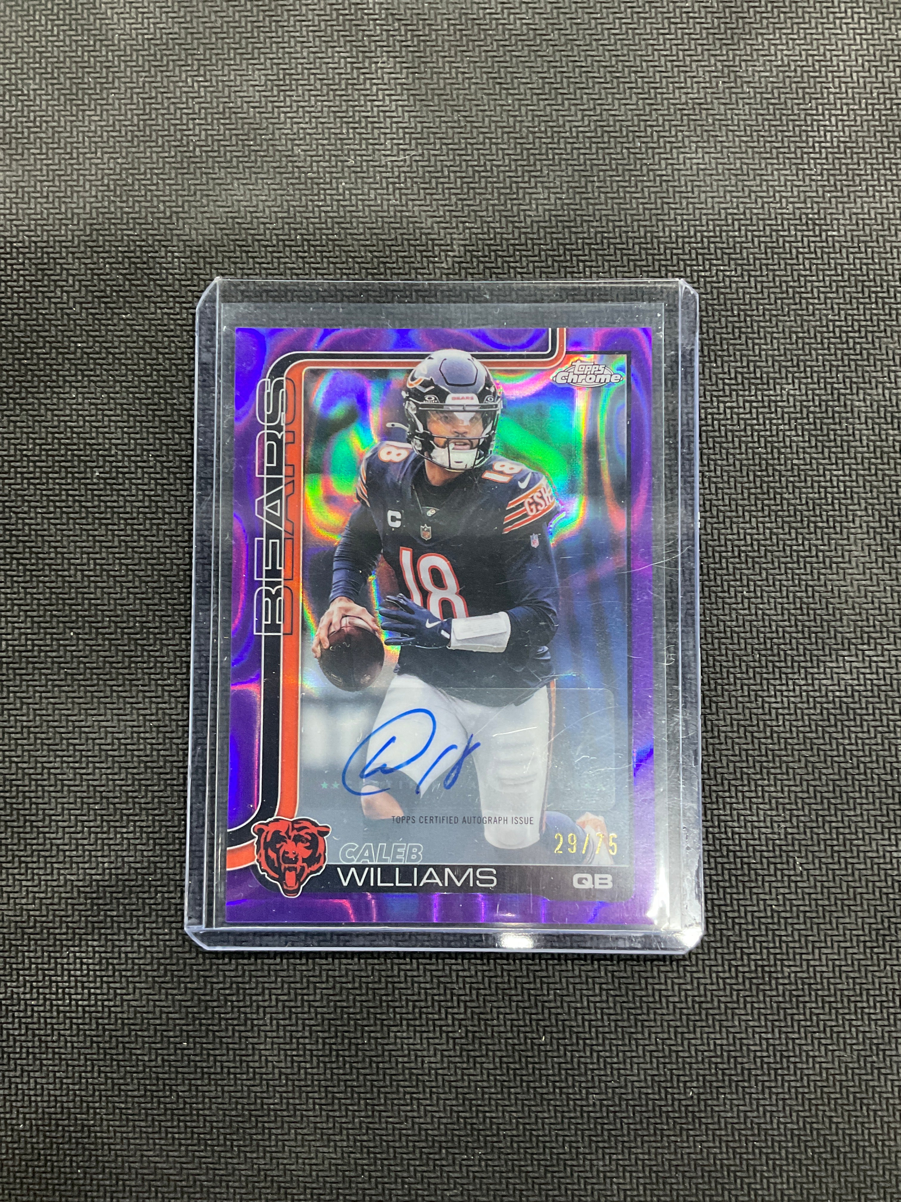 2025 Topps Chrome Caleb Williams Auto /75 Purple Lava