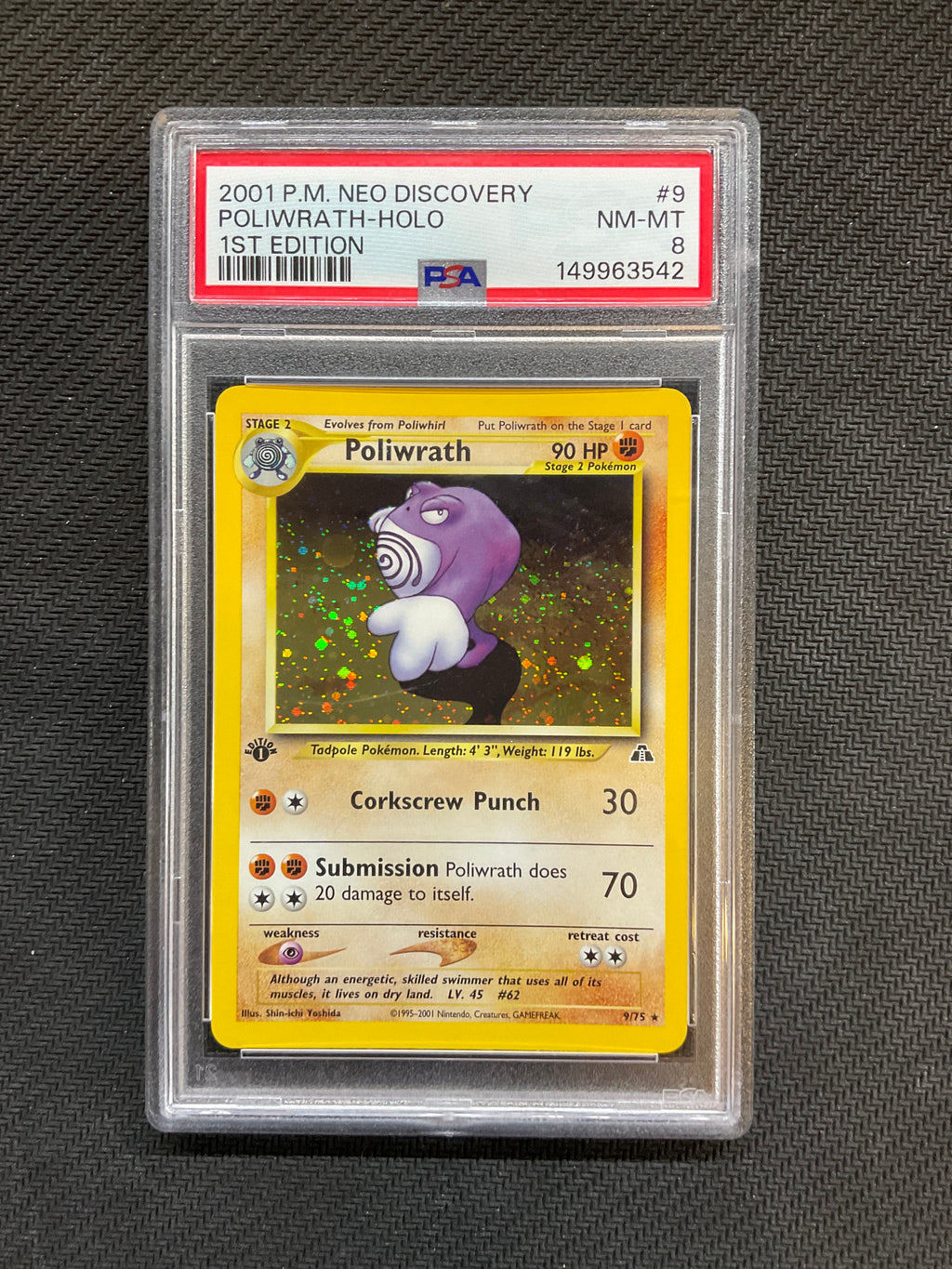 2001 Pokemon Neo Discovery Poliwrath Holo 9 1st Edition PSA 8