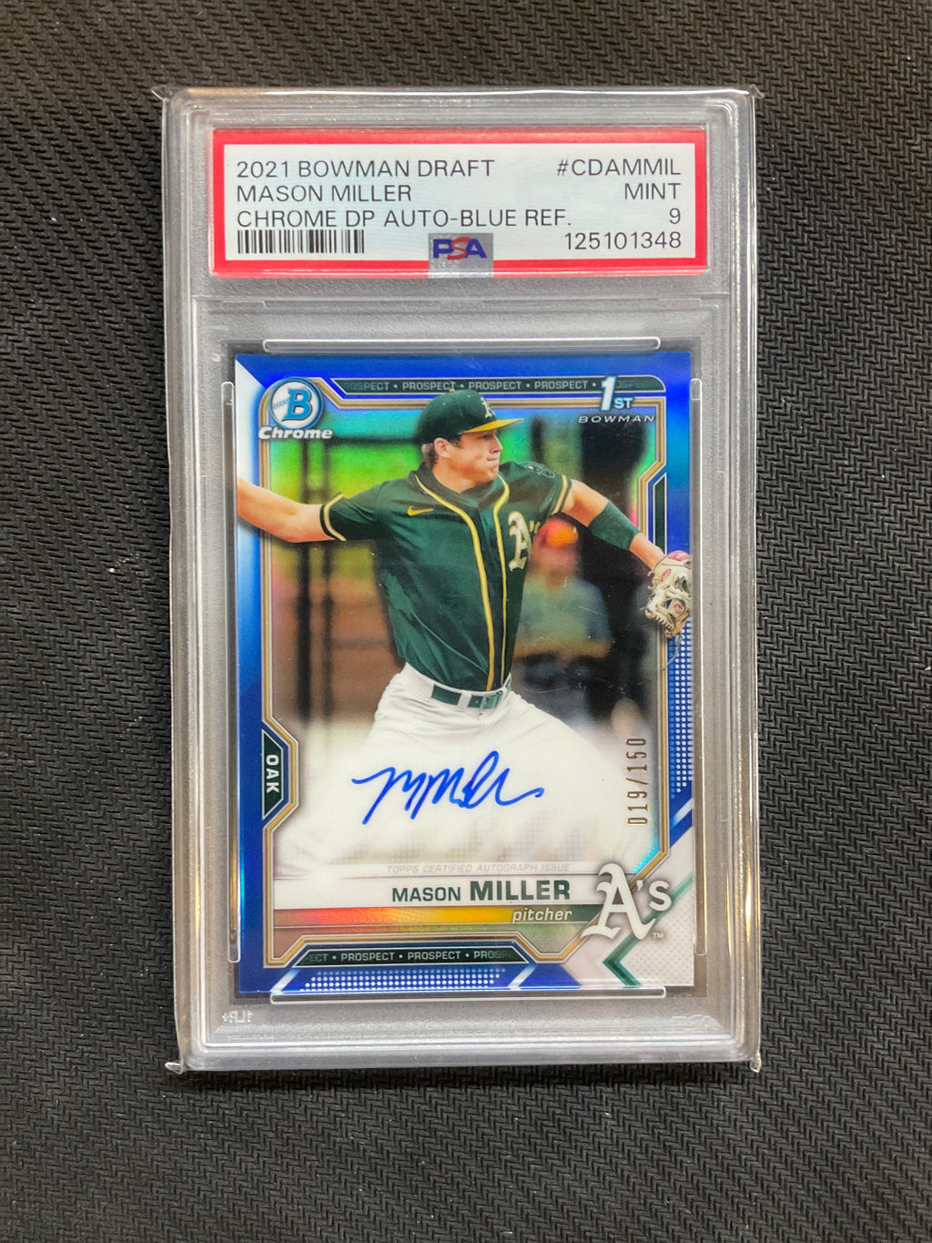 2021 Bowman Mason Miller Rookie Blue Auto /150 1st PSA 9 A's