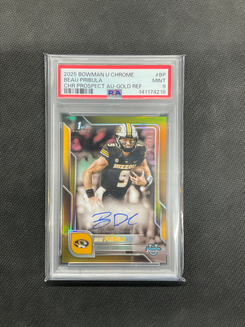 2025 Bowman U Chrome Beau Pribula Auto Gold /50 PSA 9 Missouri
