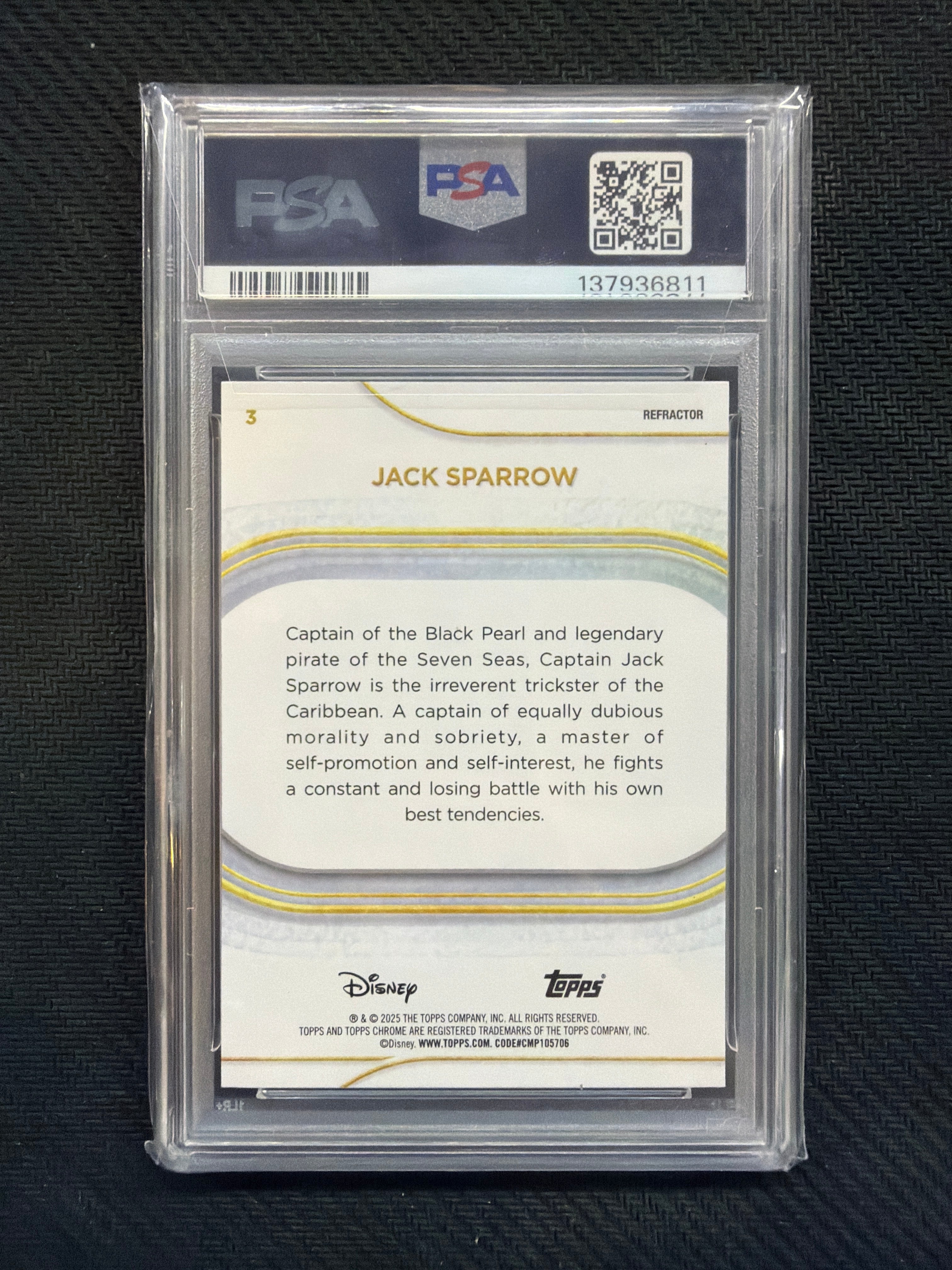 2025 Topps Chrome Disney Jack Sparrow Refractor PSA 9 #3