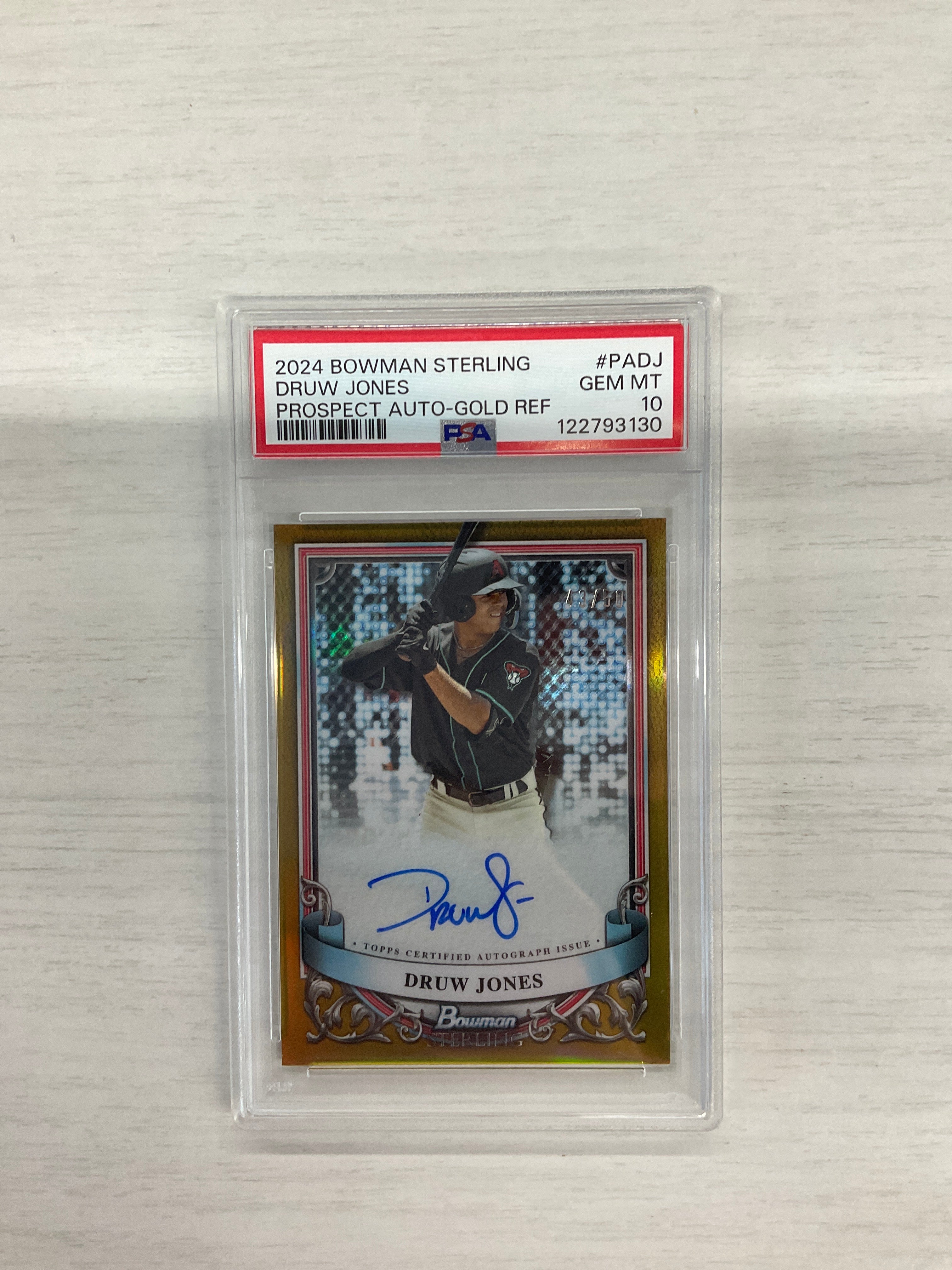 2024 Bowman Sterling Druw Jones Gold Auto /50 PSA 10
