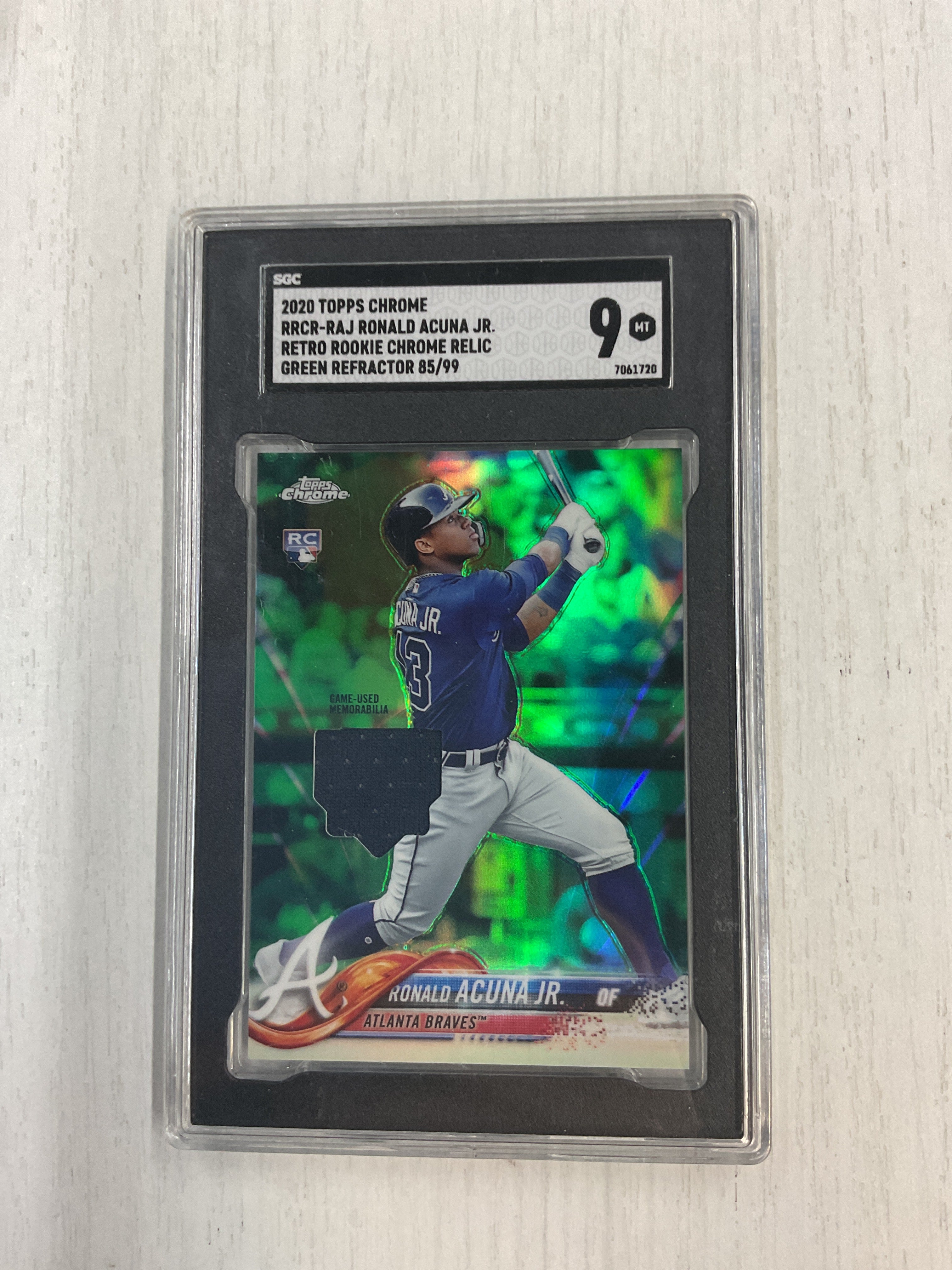 2020 Topps Chrome Ronald Acuna Jr. Rookie Relic Patch /99 SGC 9