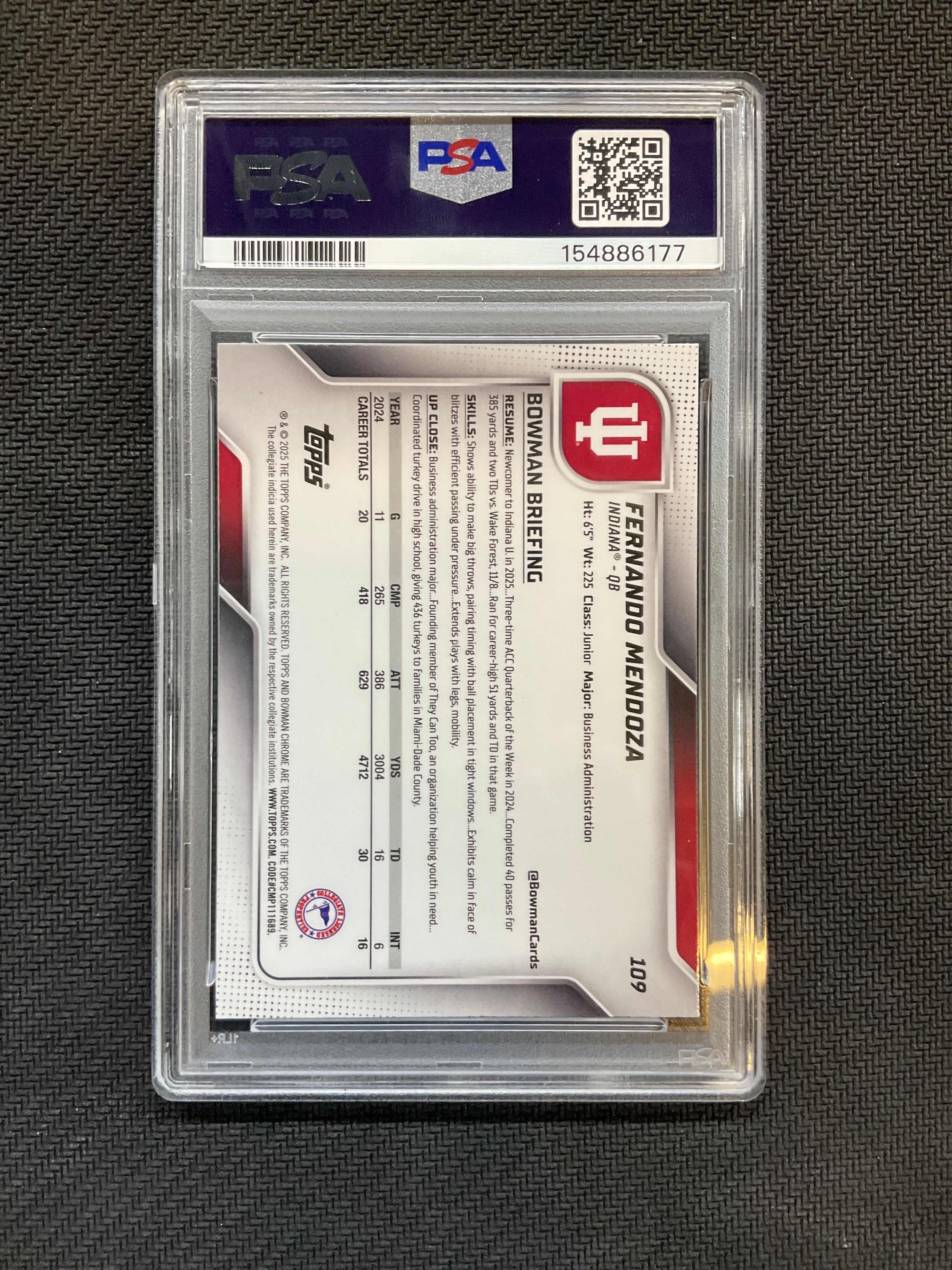 2025 Bowman U Chrome Fernando Mendoza PSA 8