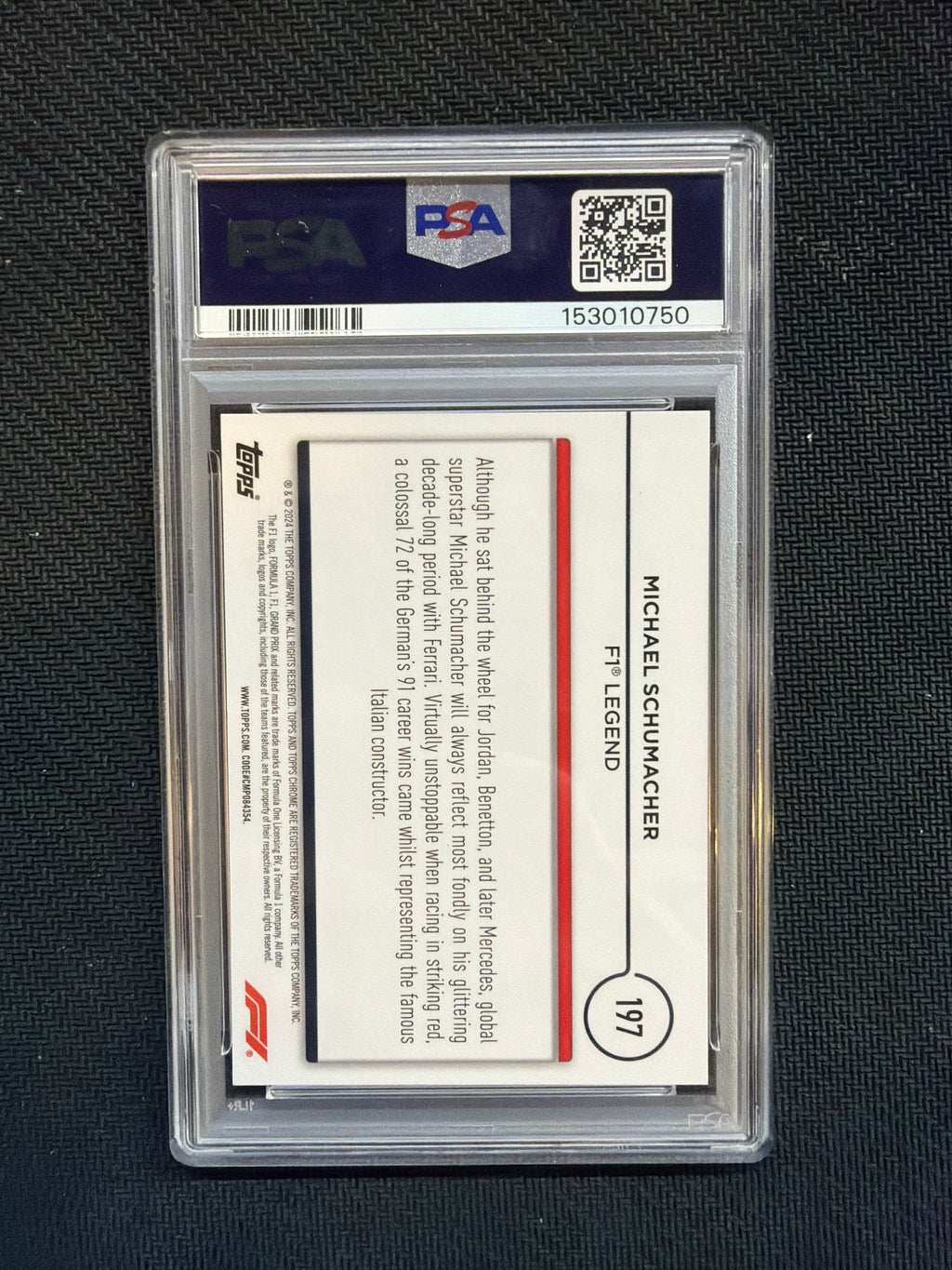 2024 Topps Chrome F1 Sapphire Michael Schumacher Gold /50 PSA 10 Legend