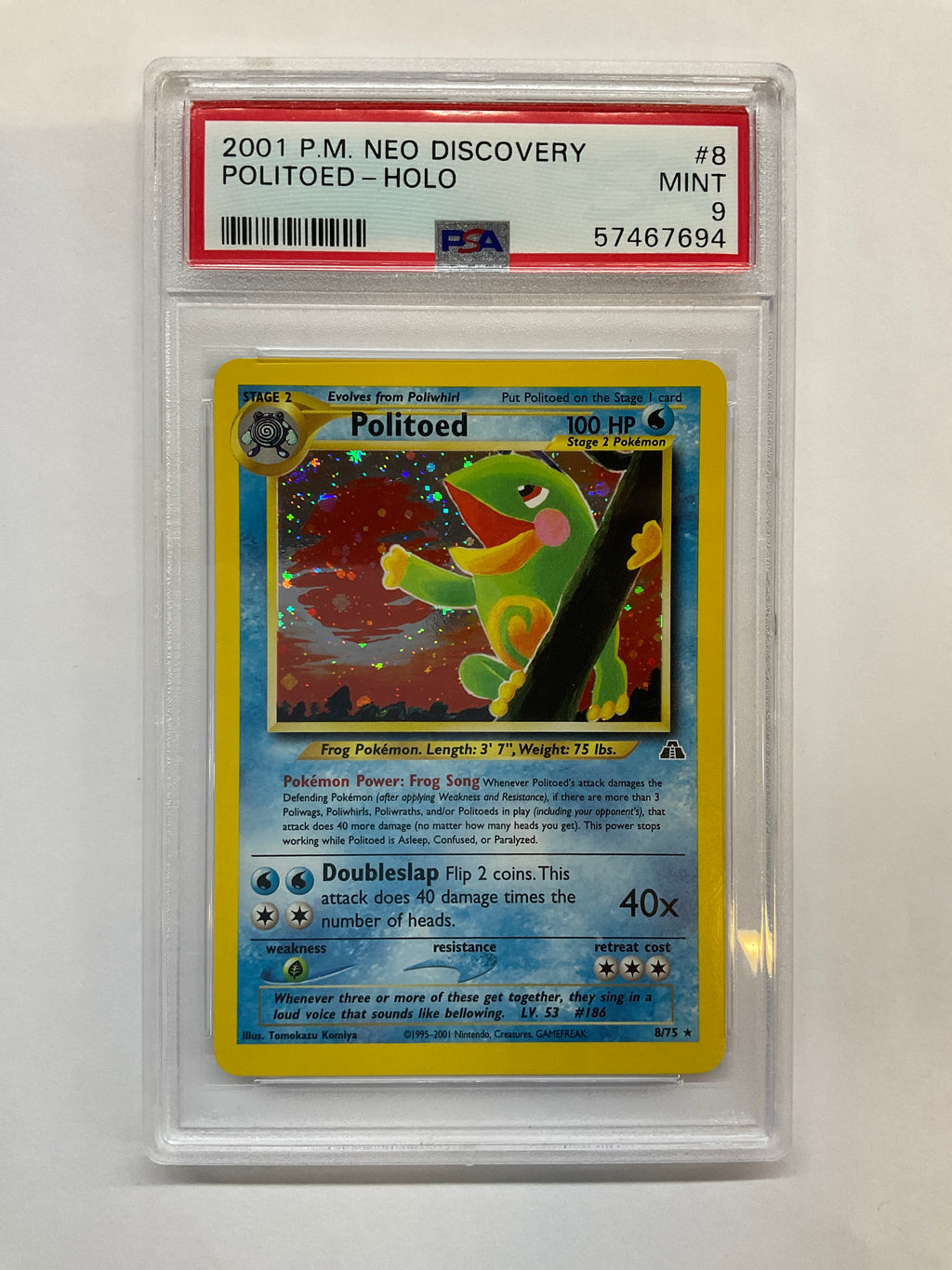 2007 Pokemon Neo Discovery Politoed 8 Holo PSA 9