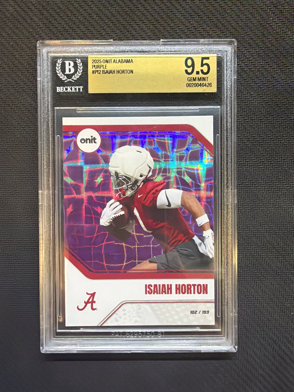 2025 Onit Alabama Isiah Horton Purple /199 BGS 9.5 Alabama