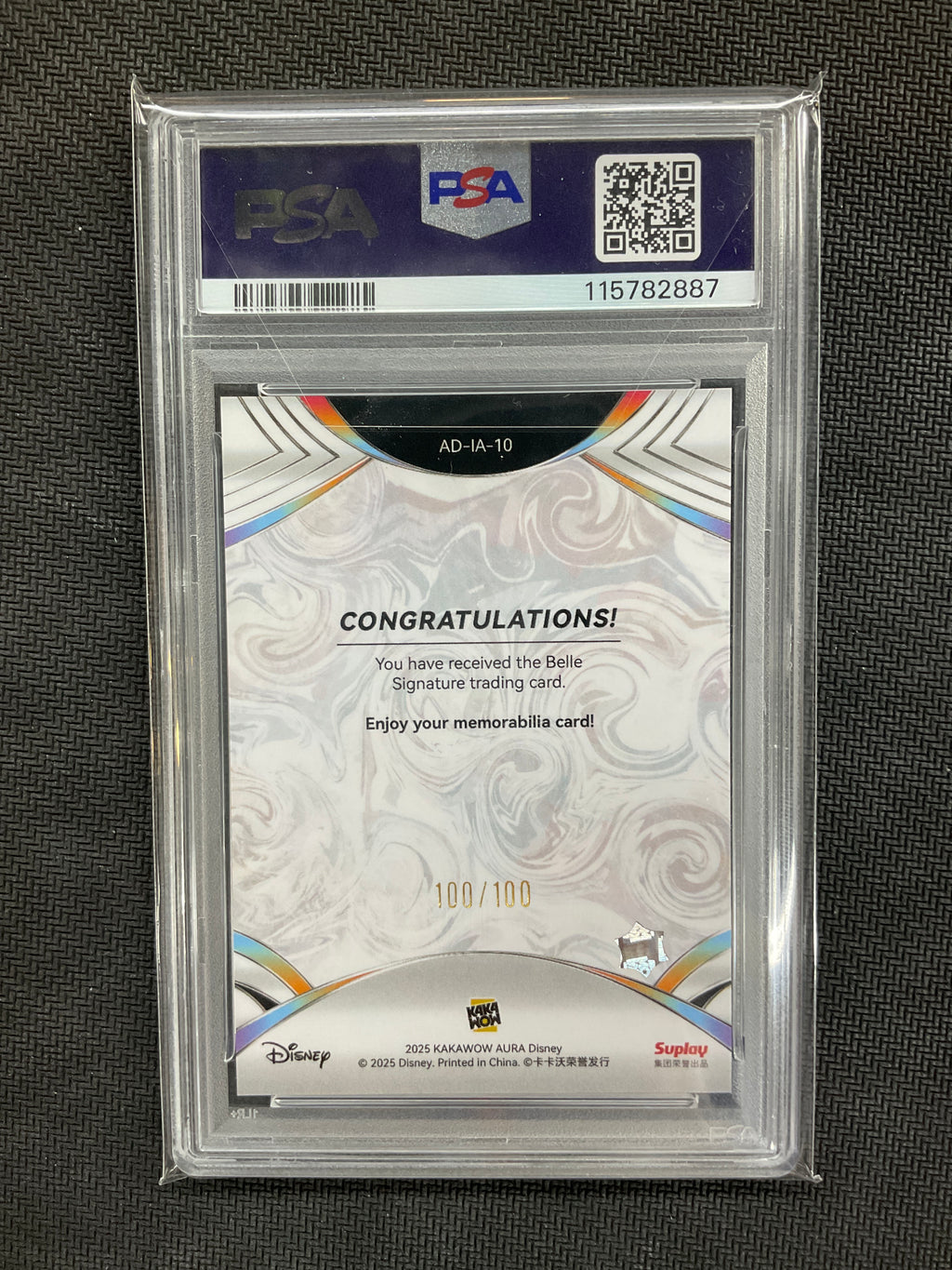 2025 Kakawow Aura Disney Belle Signature #10 /100 PSA 10