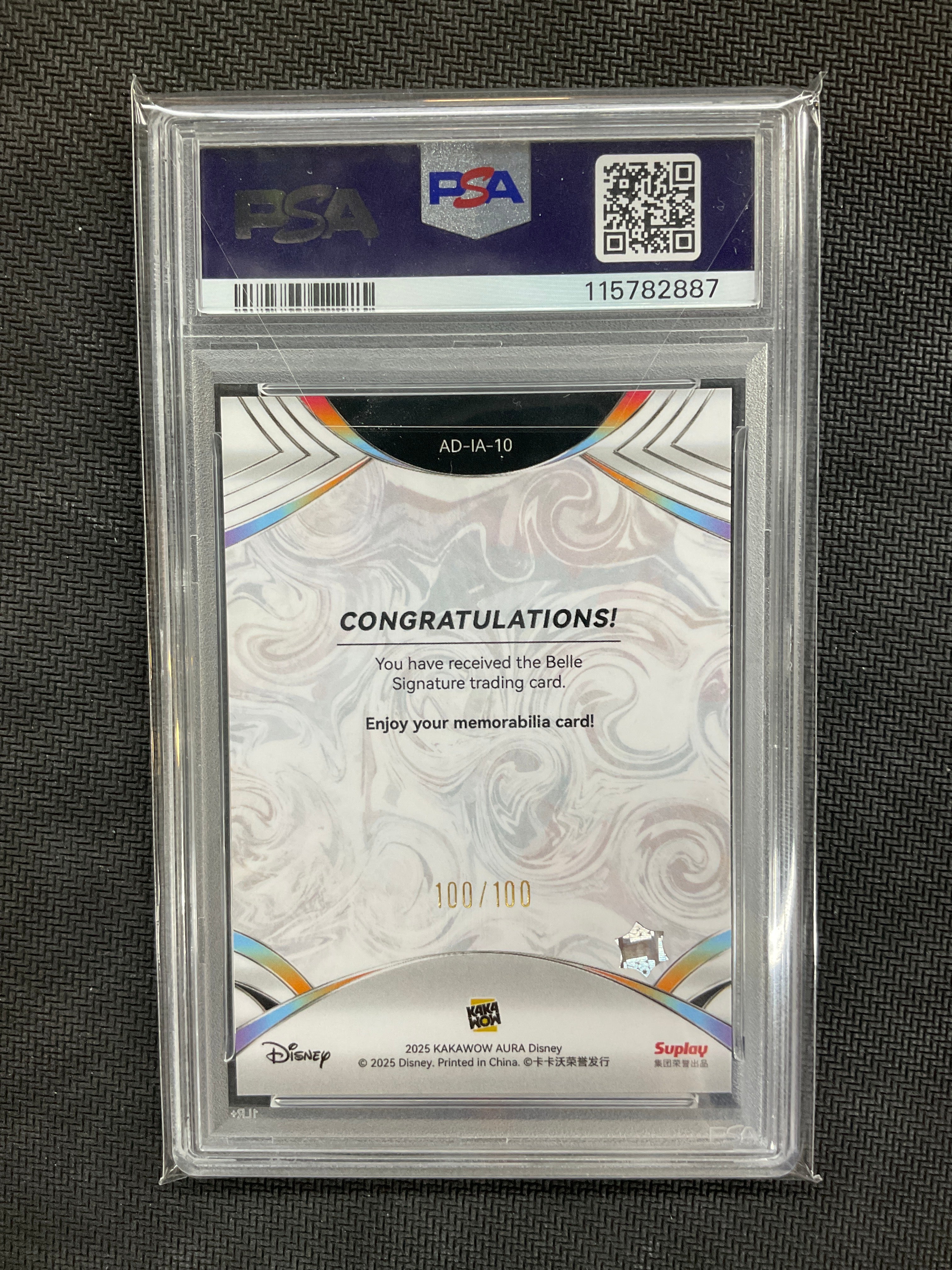 2025 Kakawow Aura Disney Belle Signature #10 /100 PSA 10