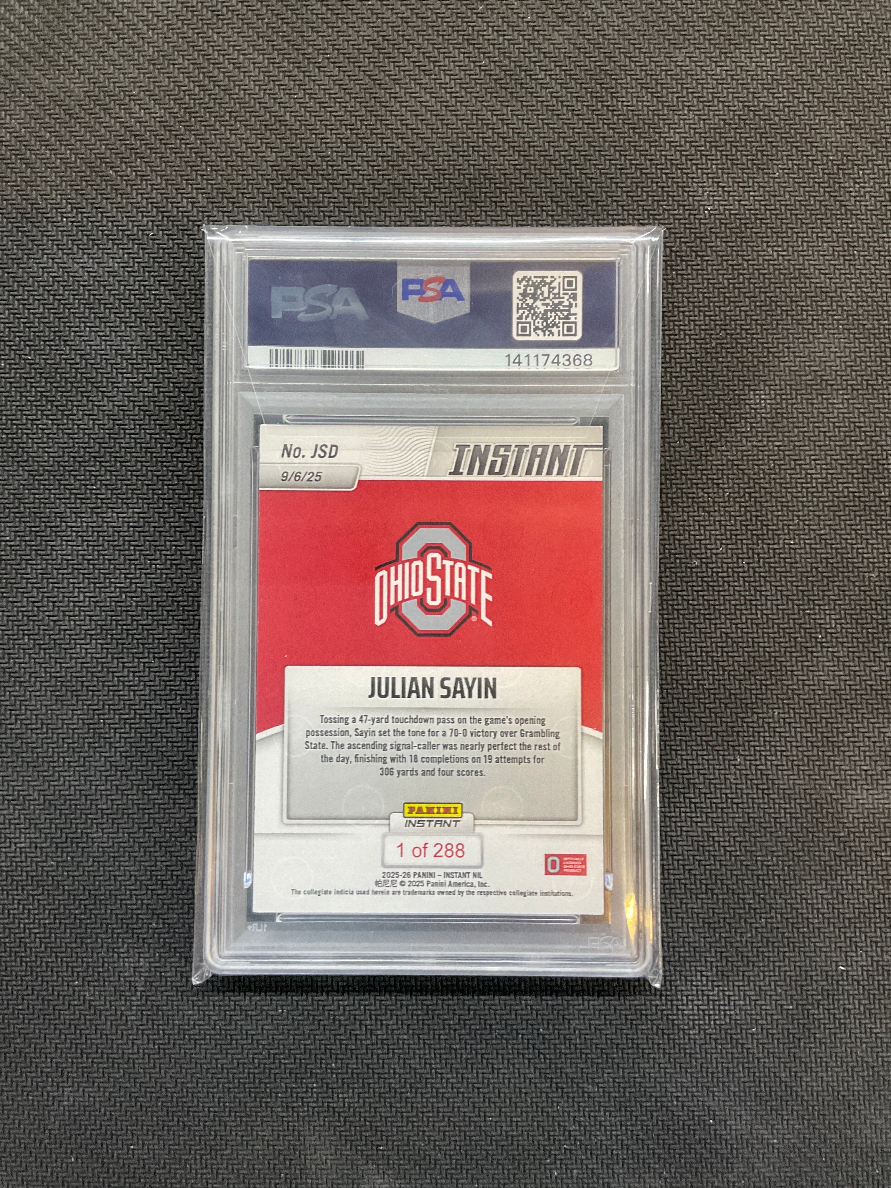 2025 Panini Instant Julian Sayin Rookie #JSD PSA 10