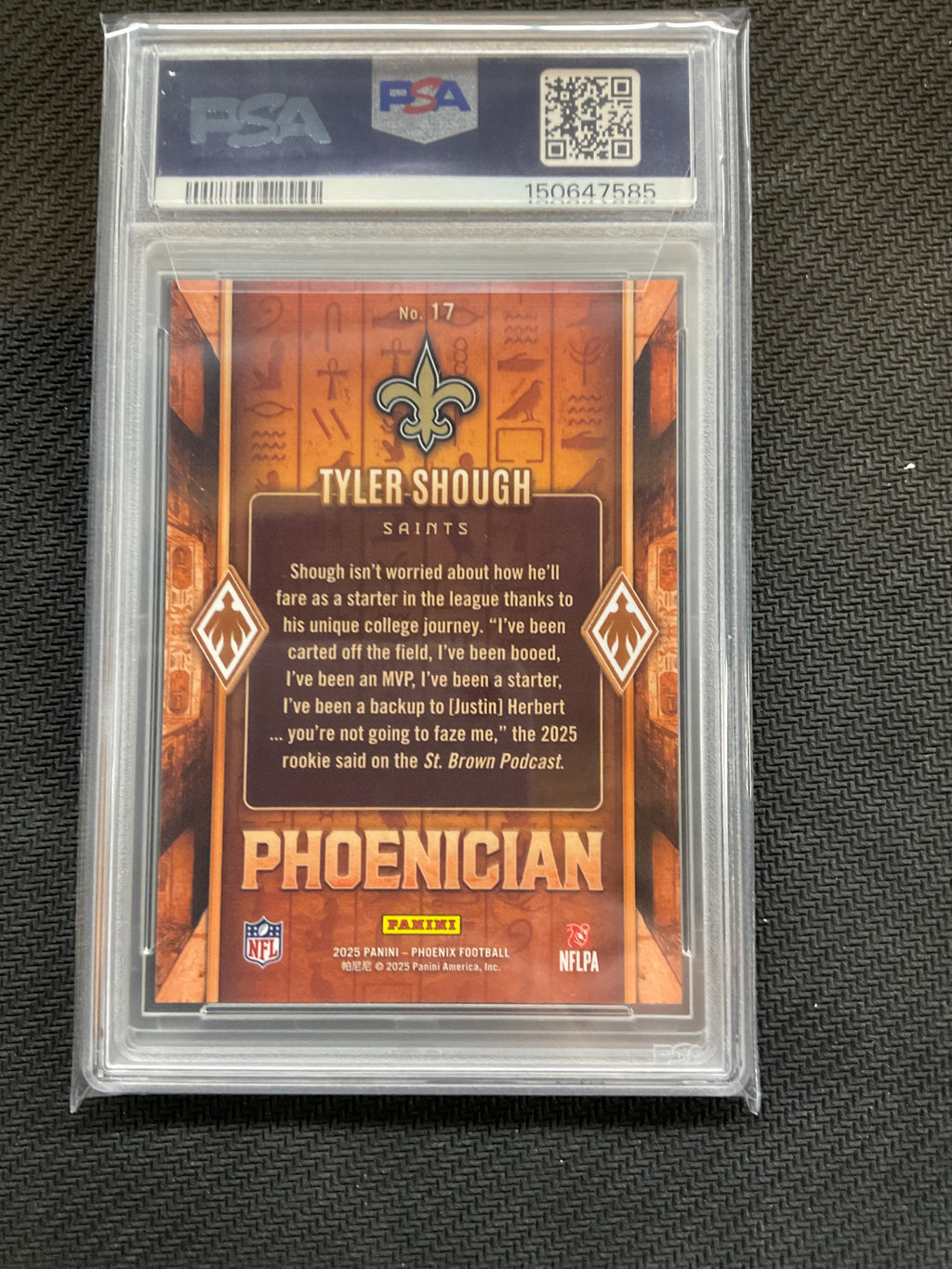 2025 Phoenix Tyler Shough Rookie Phoenician PSA 10 Case Hit