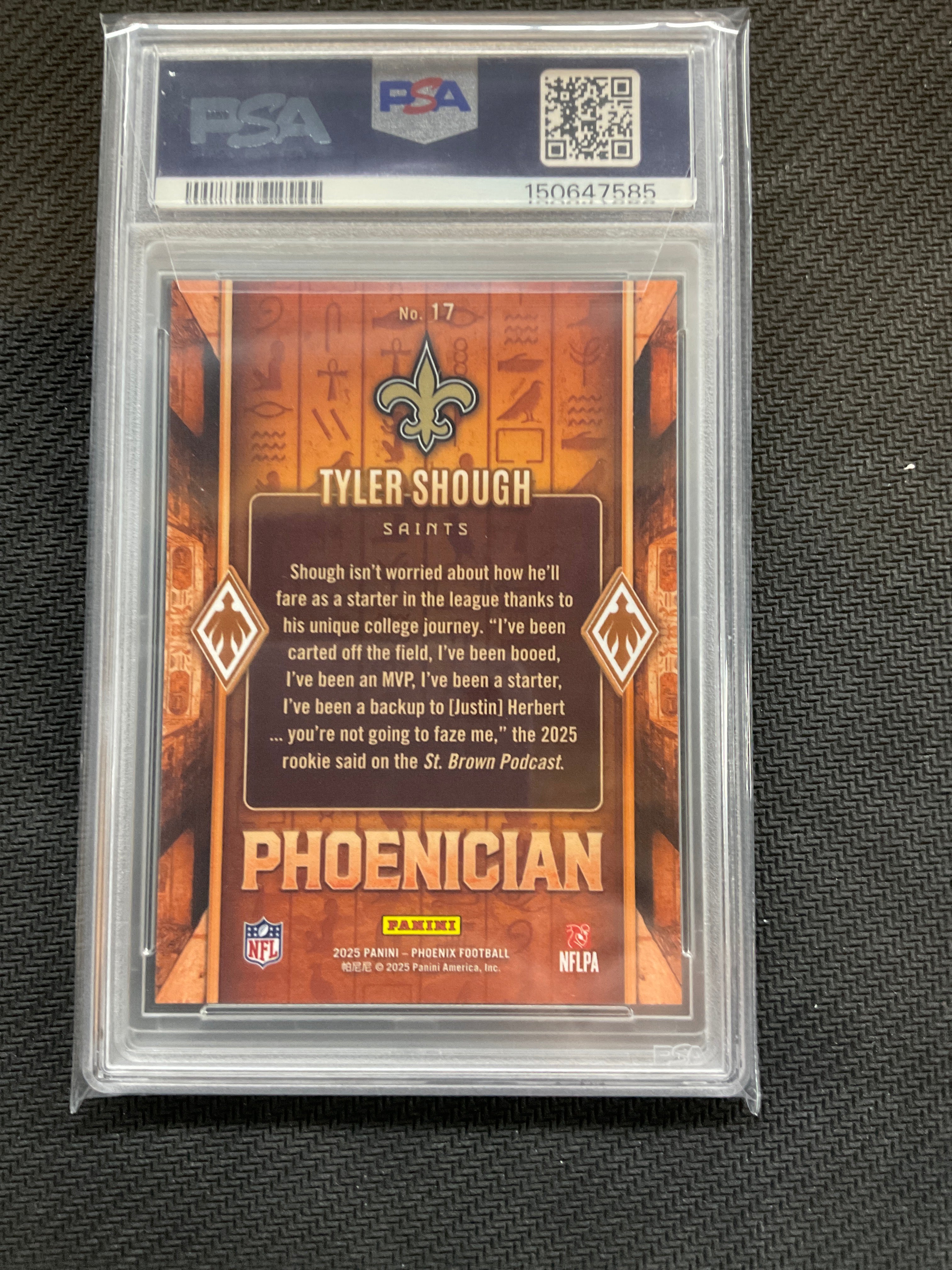 2025 Phoenix Tyler Shough Rookie Phoenician PSA 10 Case Hit