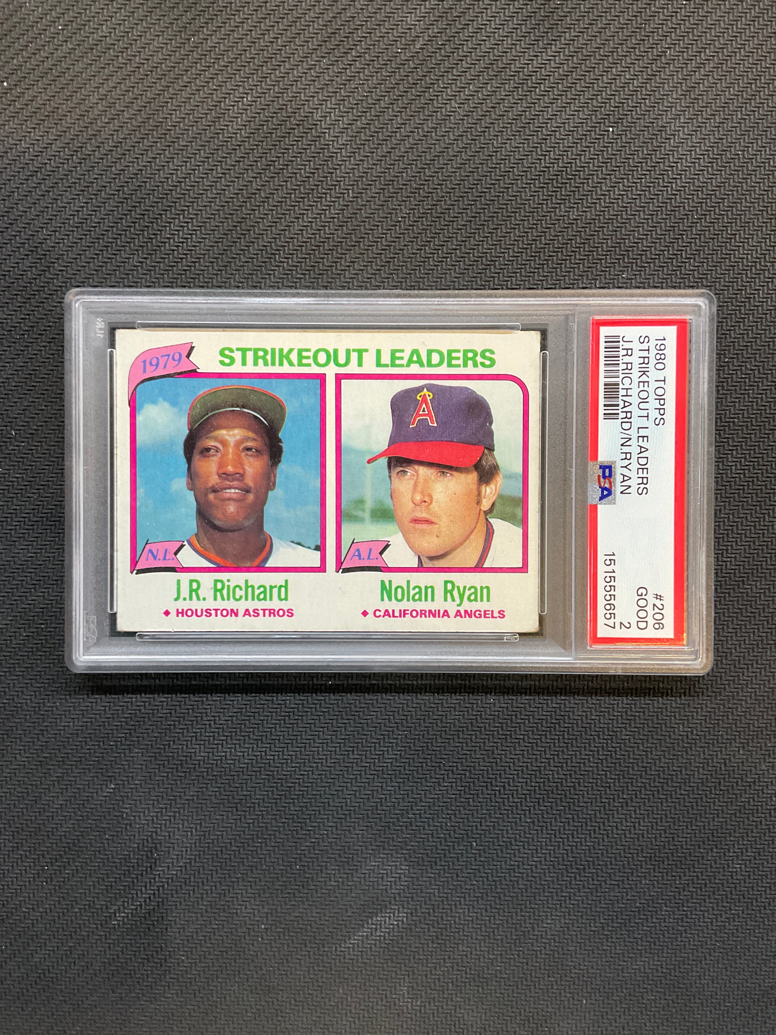 1980 Topps Strikeout Leaders J.R. Richard Nolan Ryan PSA 2