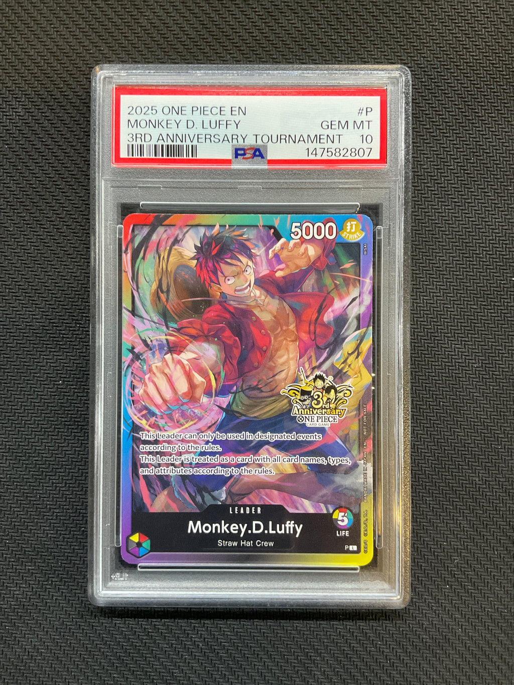 2025 ONE PIECE PROMOS 3RD ANNIVERSARY TOURNAMENT #P MONKEY D. LUFFY PSA 10 807