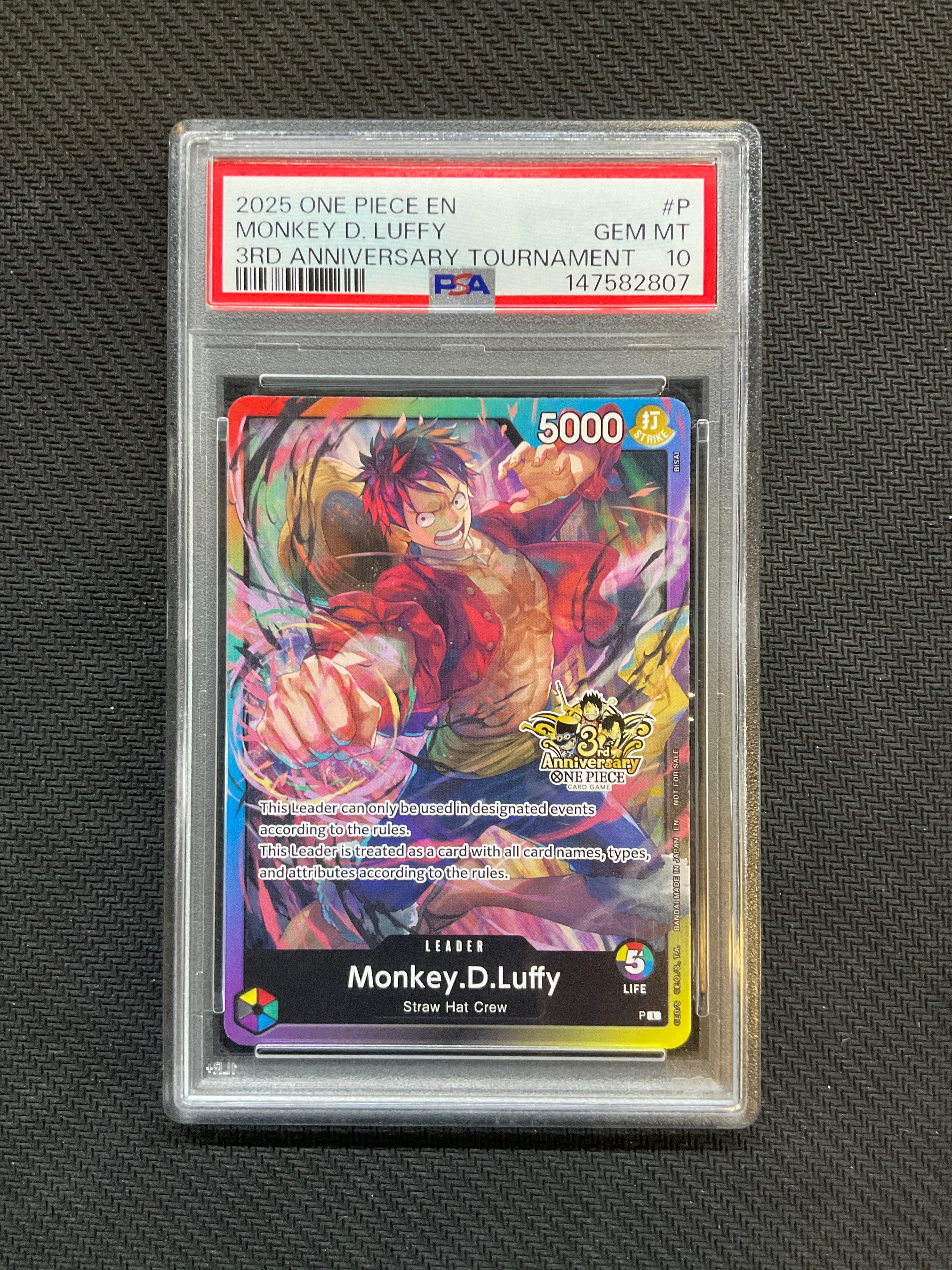 2025 ONE PIECE PROMOS 3RD ANNIVERSARY TOURNAMENT #P MONKEY D. LUFFY PSA 10 807