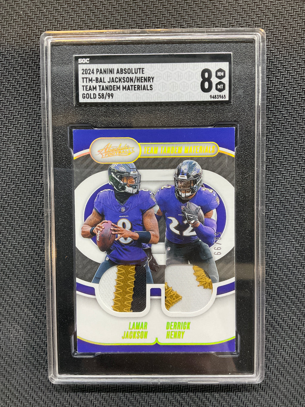 2024 Absolute Lamar Jackson Derrick Henry Dual Patch /99 BGS 8