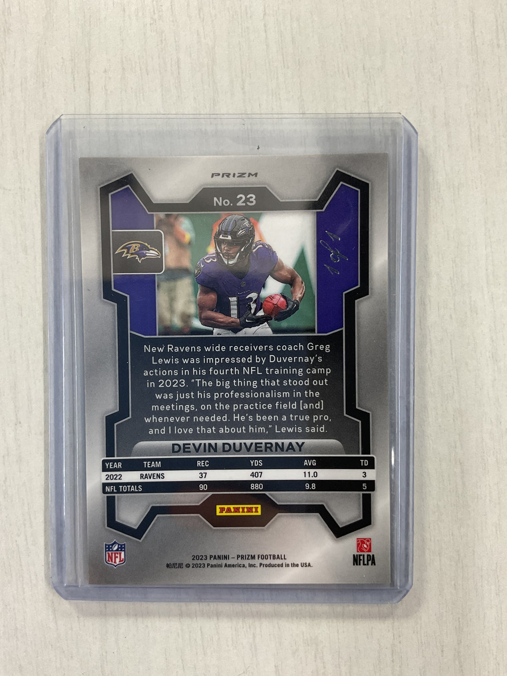 2023 Prizm Devin Duvernay Black Finite Rookie 1/1 Ravens
