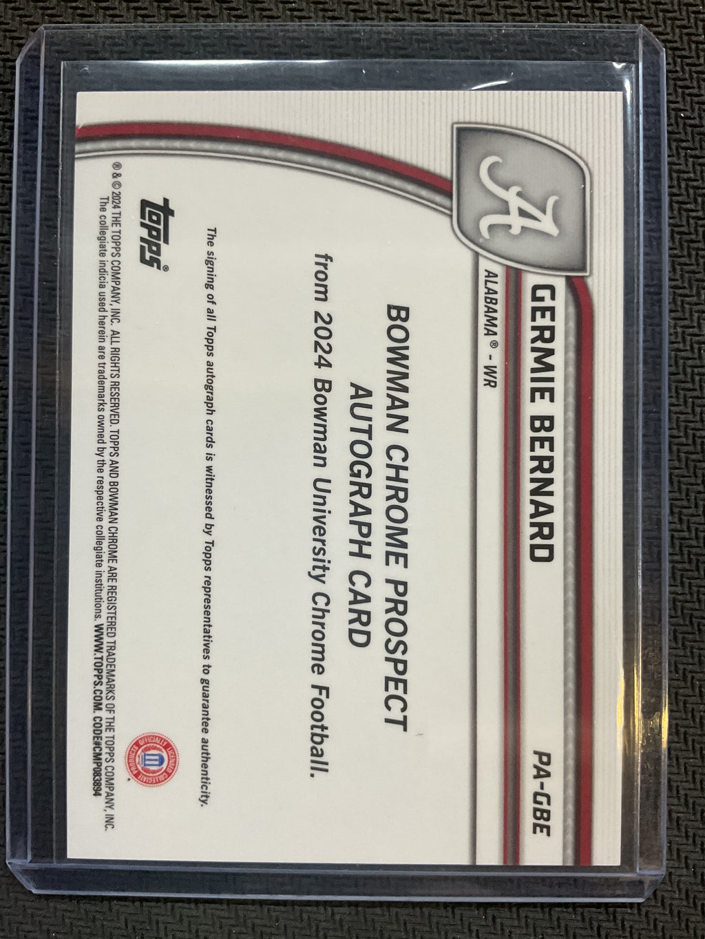 2024 Bowman Chrome U Germie Bernard 1st Bowman Auto Alabama