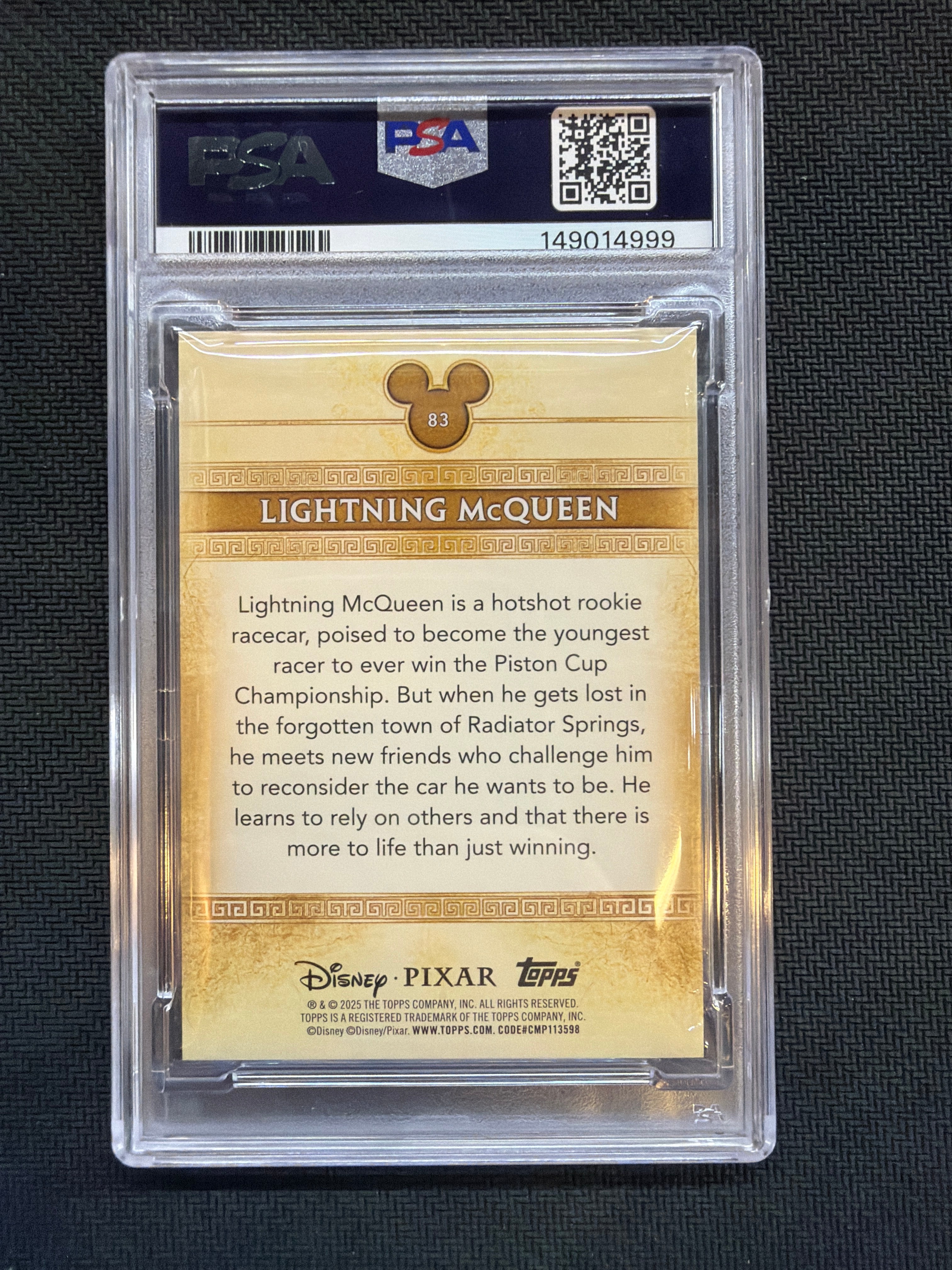 2025 Topps Disney Mint Lightning Mcqueen Orange Foil /25 PSA 9 Cars 999
