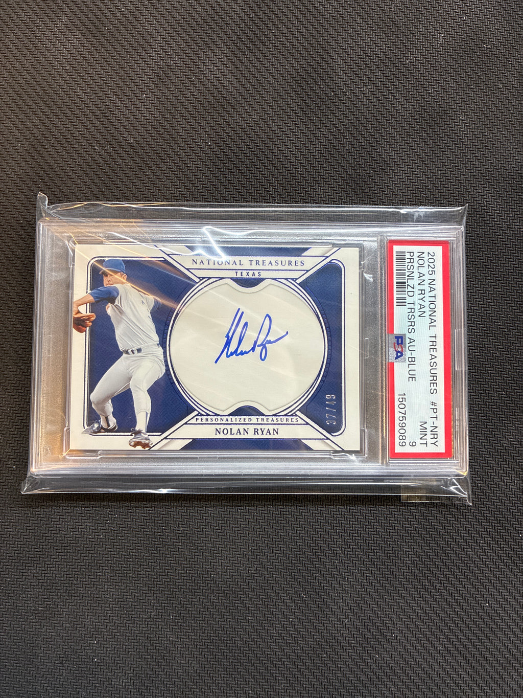 2025 National Treasures Nolan Ryan Personalized Treasures Auto Blue /49 PSA 9 Rangers
