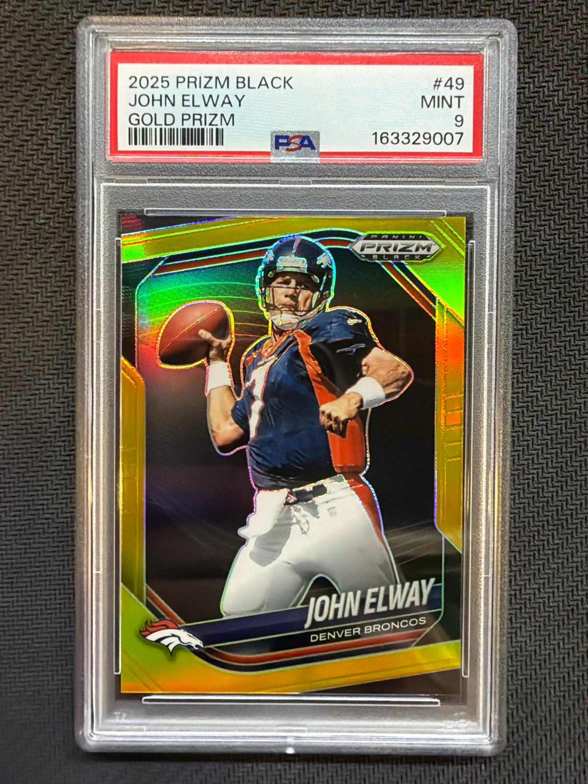 2025 Prizm Black John Elway Gold Prizm /10 #49 PSA 9 Broncos