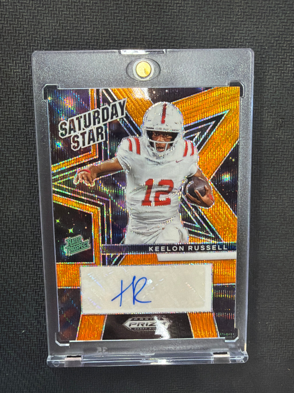 2025 Prizm Draft Picks Keelon Russell Orange Wave Auto /75 Alabama