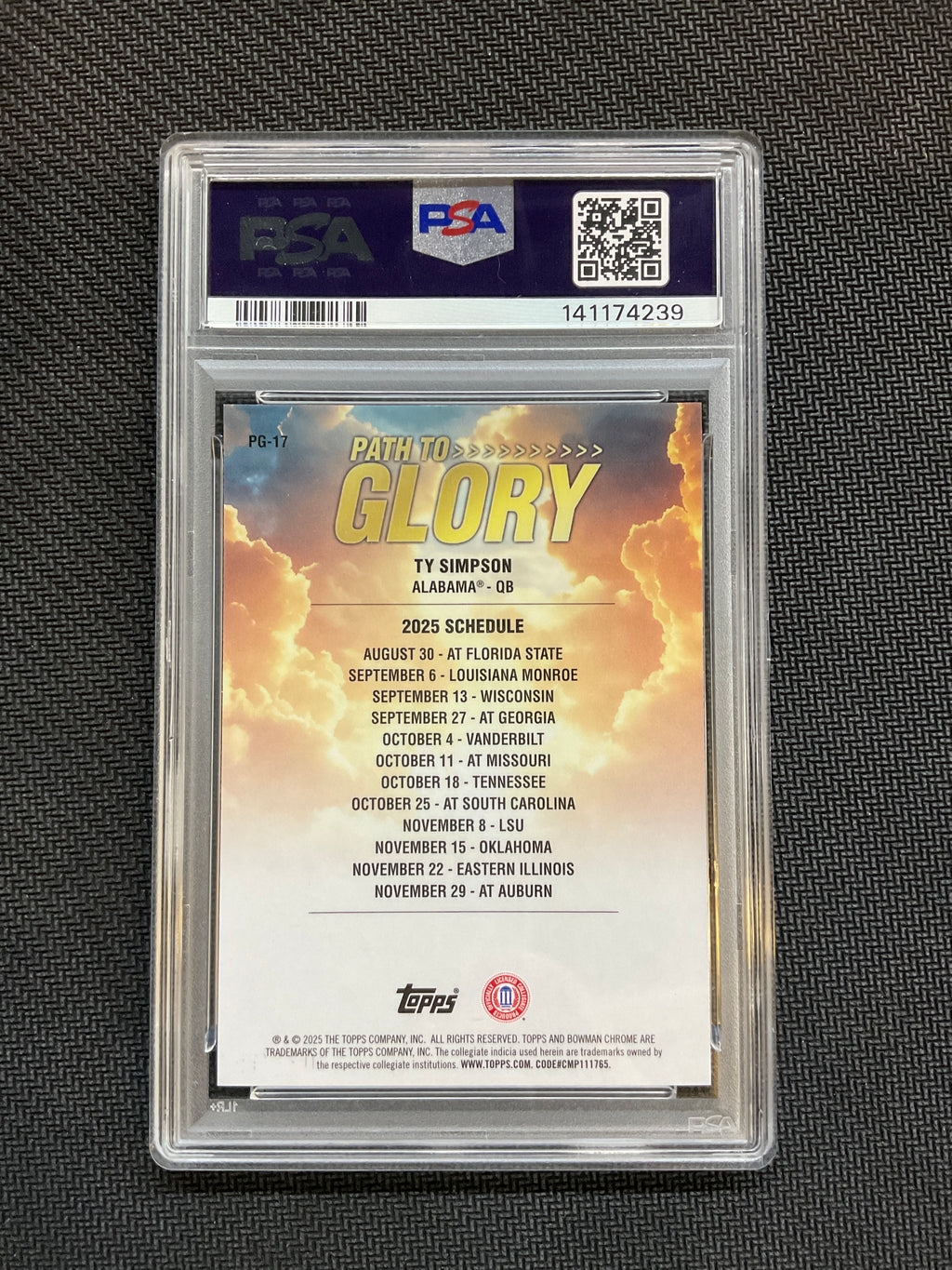 2025 Bowman U Chrome Ty Simpson Path Glory Blue /150 PSA 9 Alabama