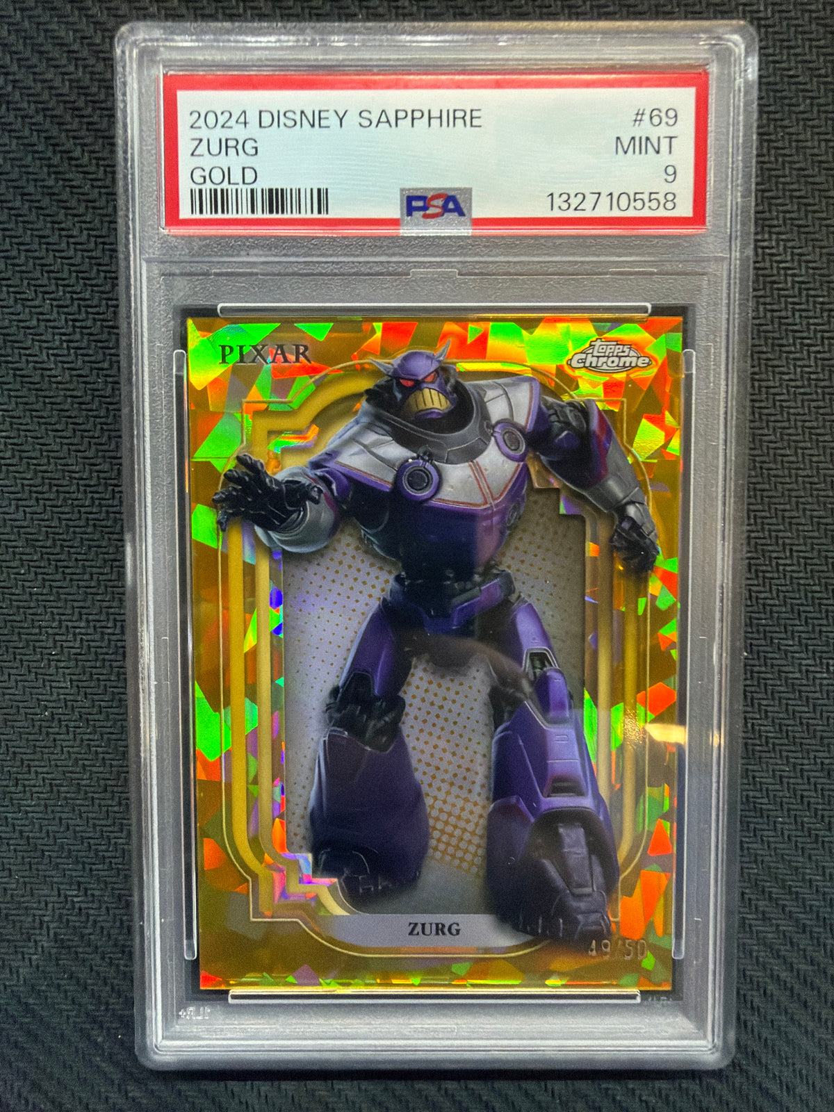 2024 Topps Chrome Disney Sapphire Zurg Gold /50 PSA 9 558
