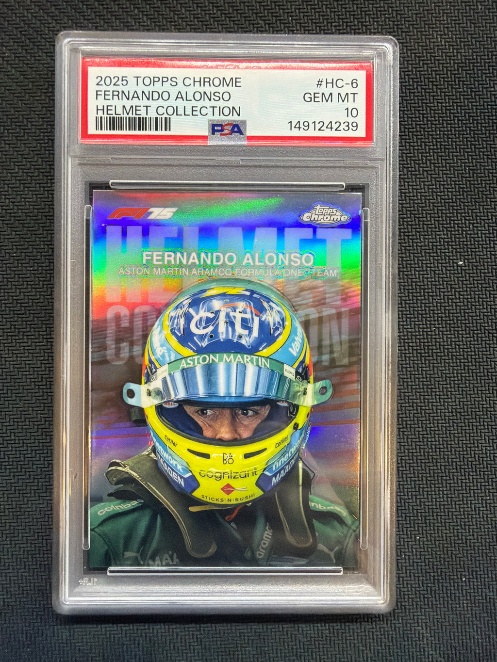 2025 Topps Chrome F1 Fernando Alonso Helmet PSA 10