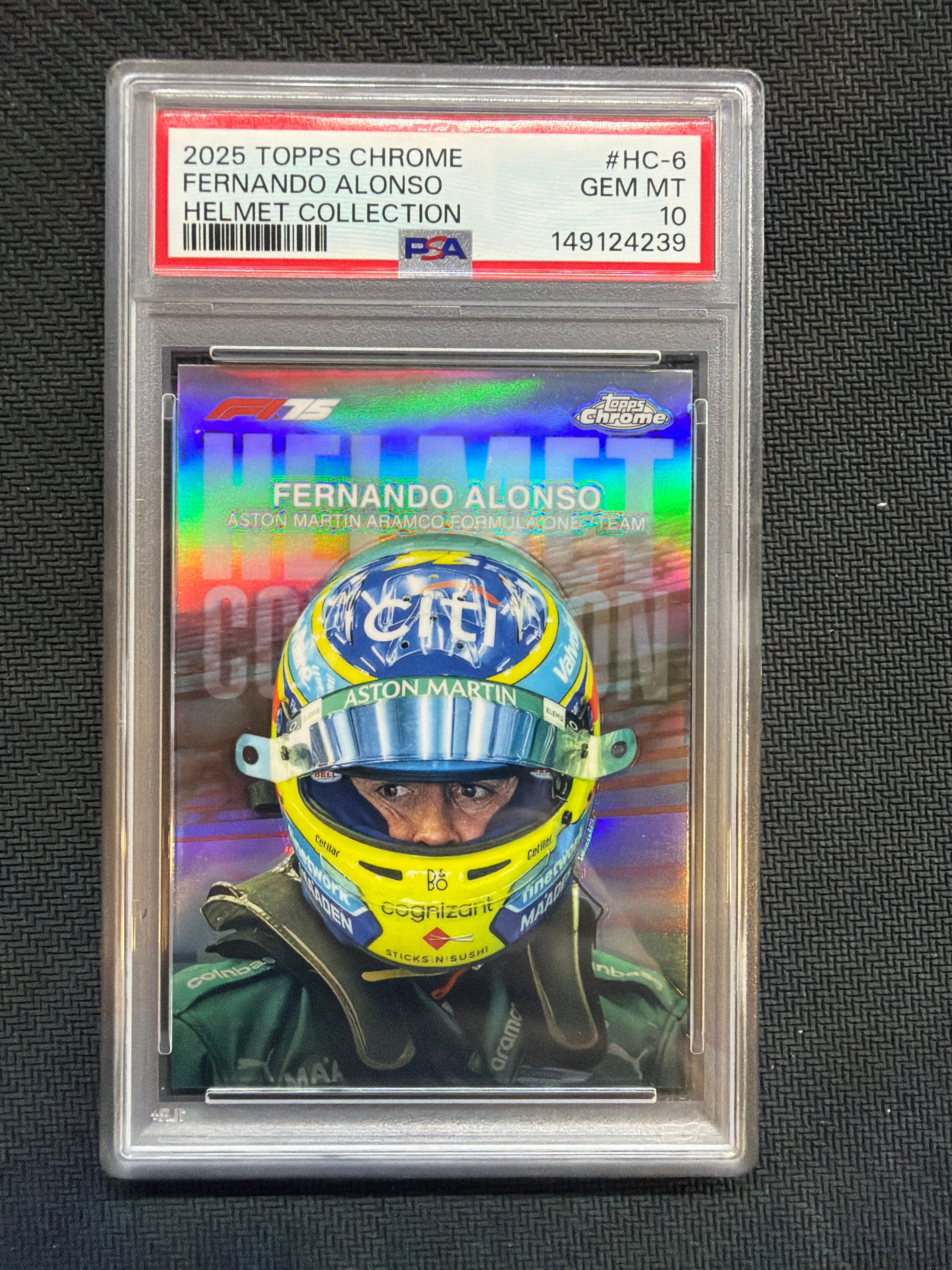 2025 Topps Chrome F1 Fernando Alonso Helmet PSA 10