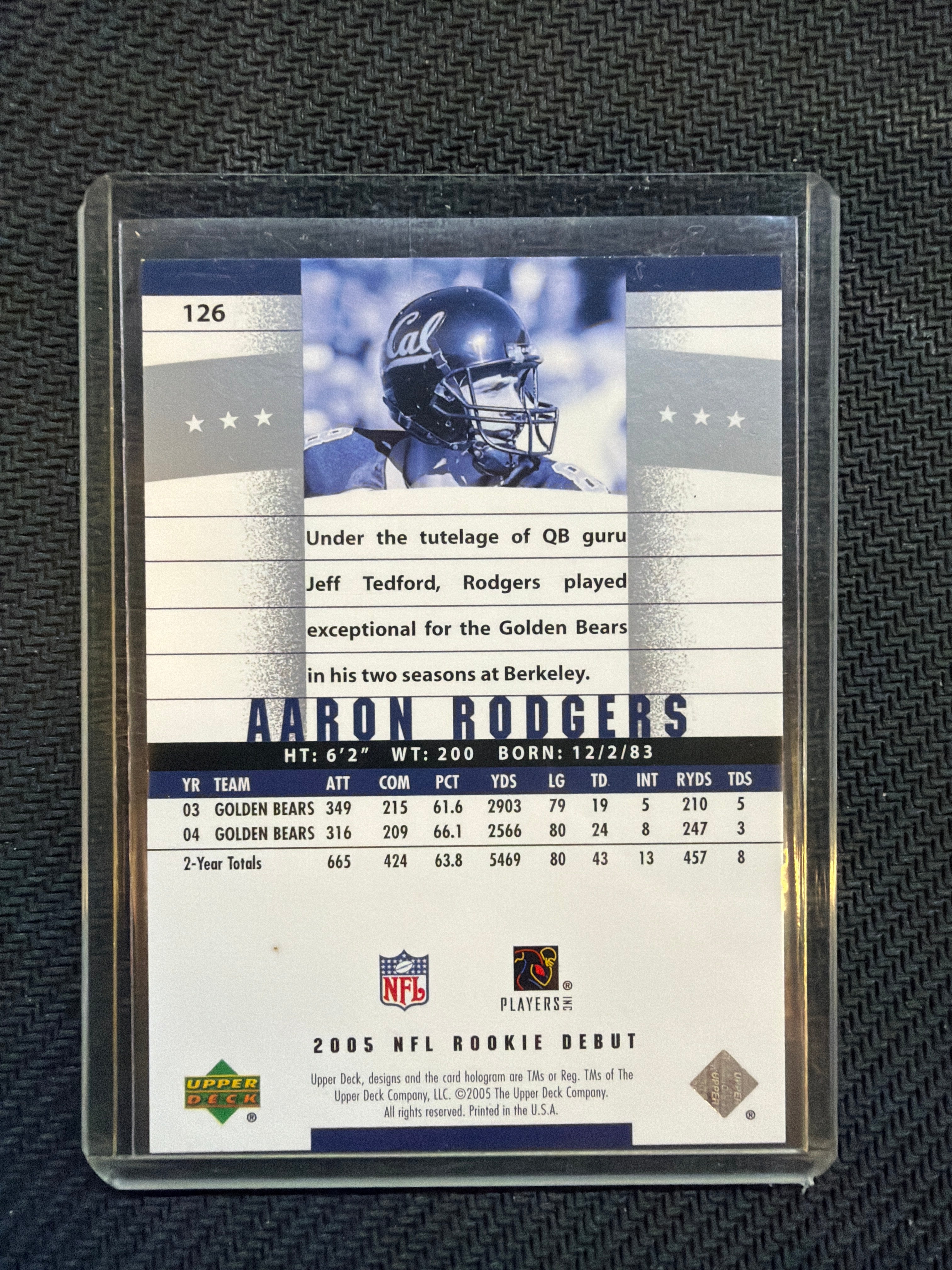 2005 Upper Deck Aaron Rodgers Rookie NFL Debut #126